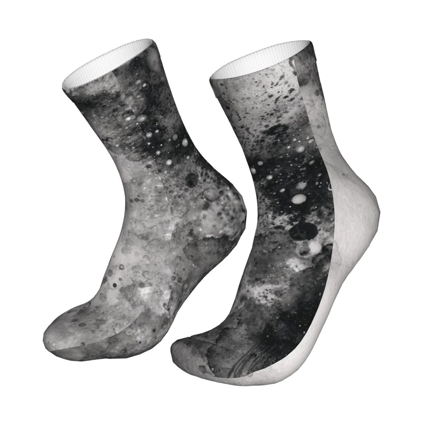 Black & White Abstract Art Pattern Thickened Warm Socks 12-Inch Long Tube Fashion Thermal Socks