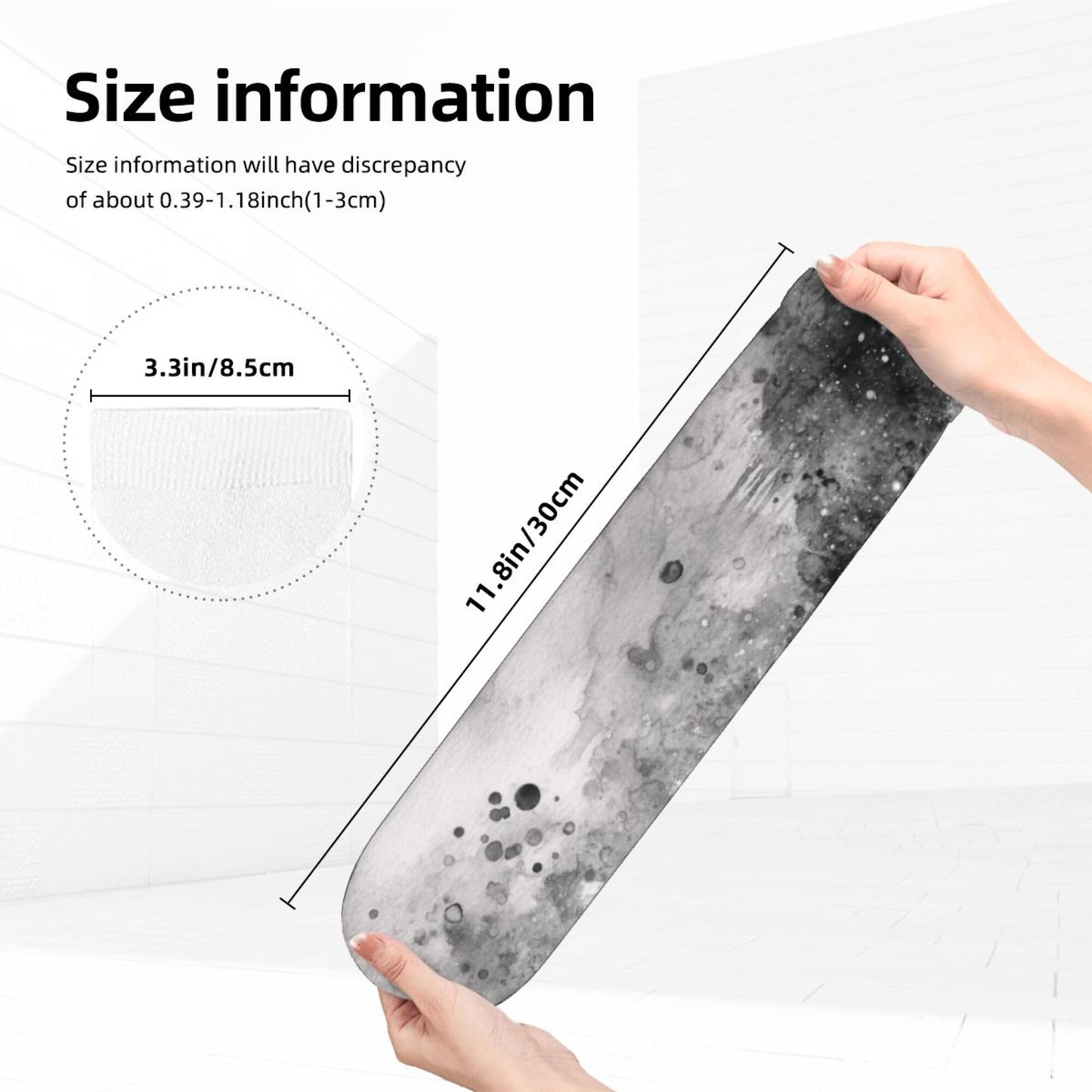 Black & White Abstract Art Pattern Thickened Warm Socks 12-Inch Long Tube Fashion Thermal Socks