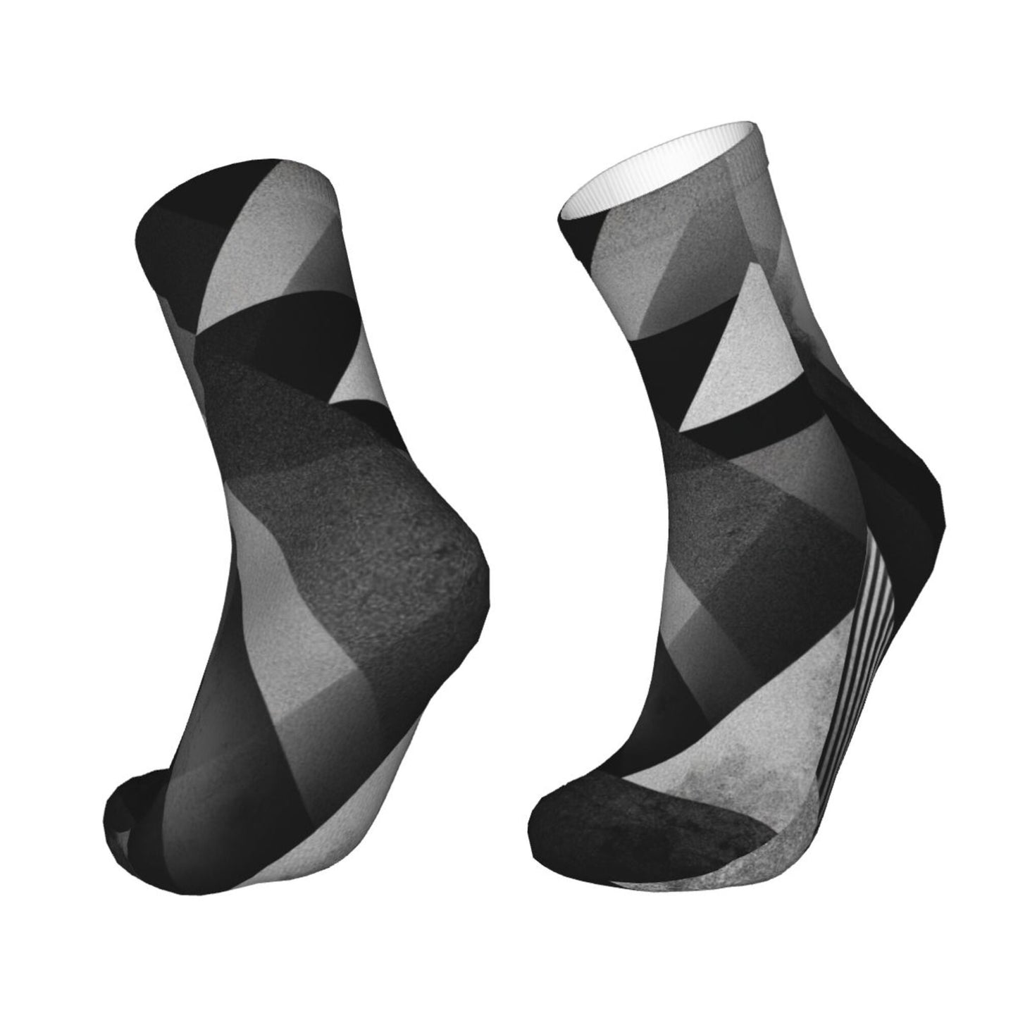 Black & White Geometric Abstract Thickened Warm Socks 12-Inch Long Tube Fashion Socks