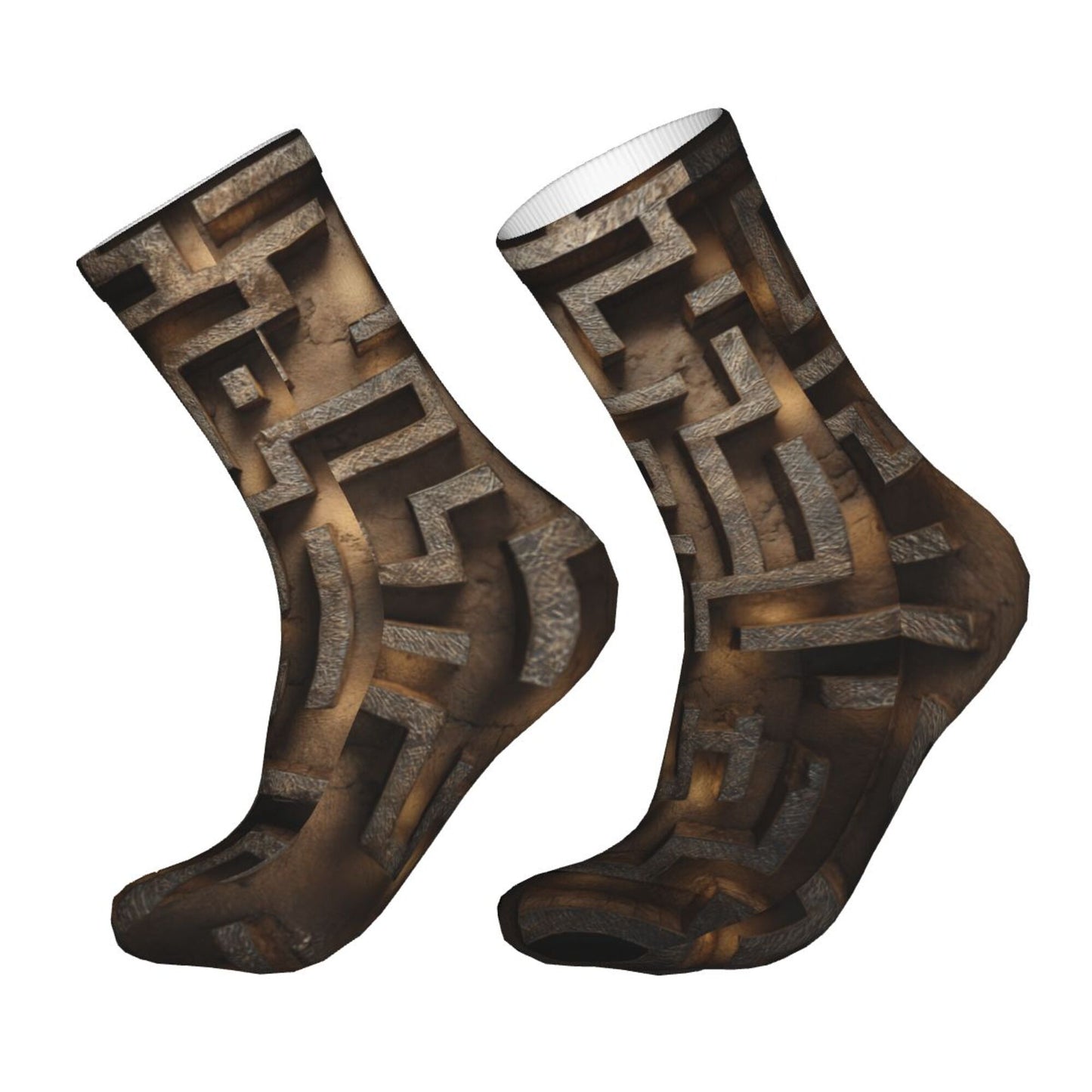 Maze 3D Pattern Thickened Warm Socks 12-Inch Long Tube Artistic Fashion Socks