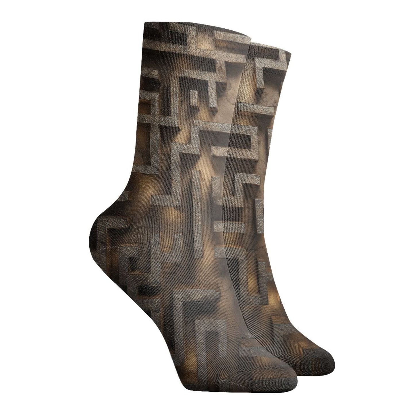 Maze 3D Pattern Thickened Warm Socks 12-Inch Long Tube Artistic Fashion Socks