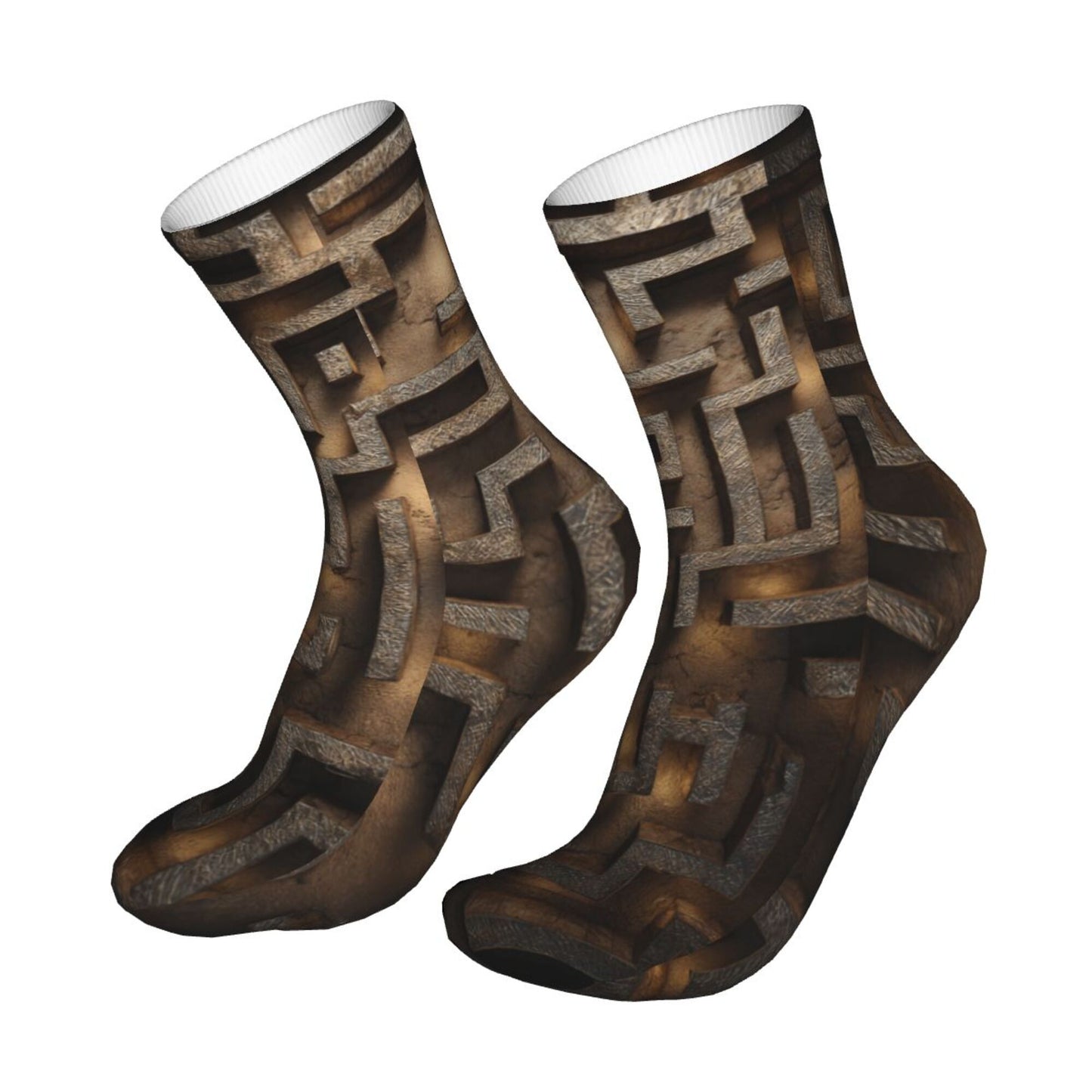 Maze 3D Pattern Thickened Warm Socks 12-Inch Long Tube Artistic Fashion Socks