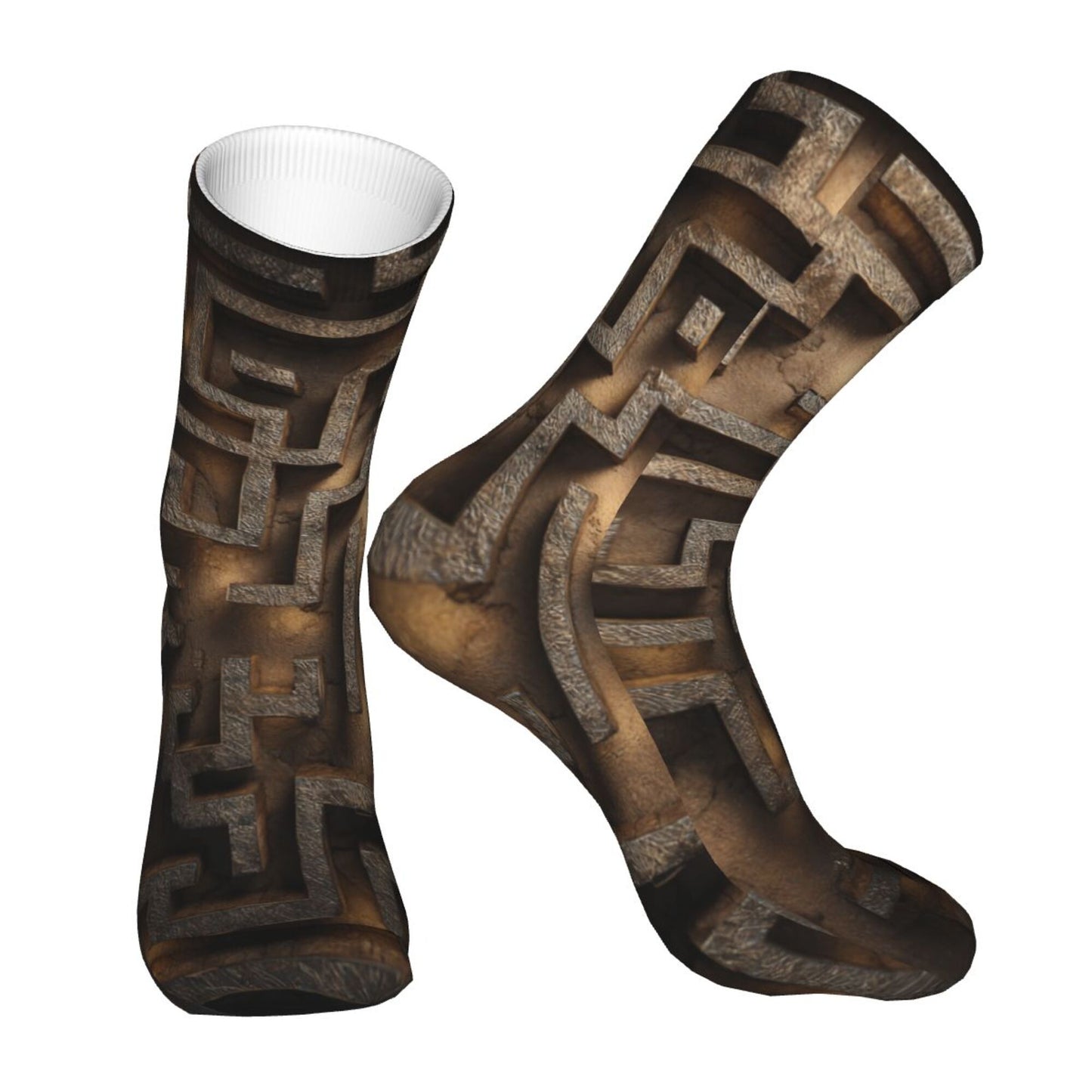 Maze 3D Pattern Thickened Warm Socks 12-Inch Long Tube Artistic Fashion Socks
