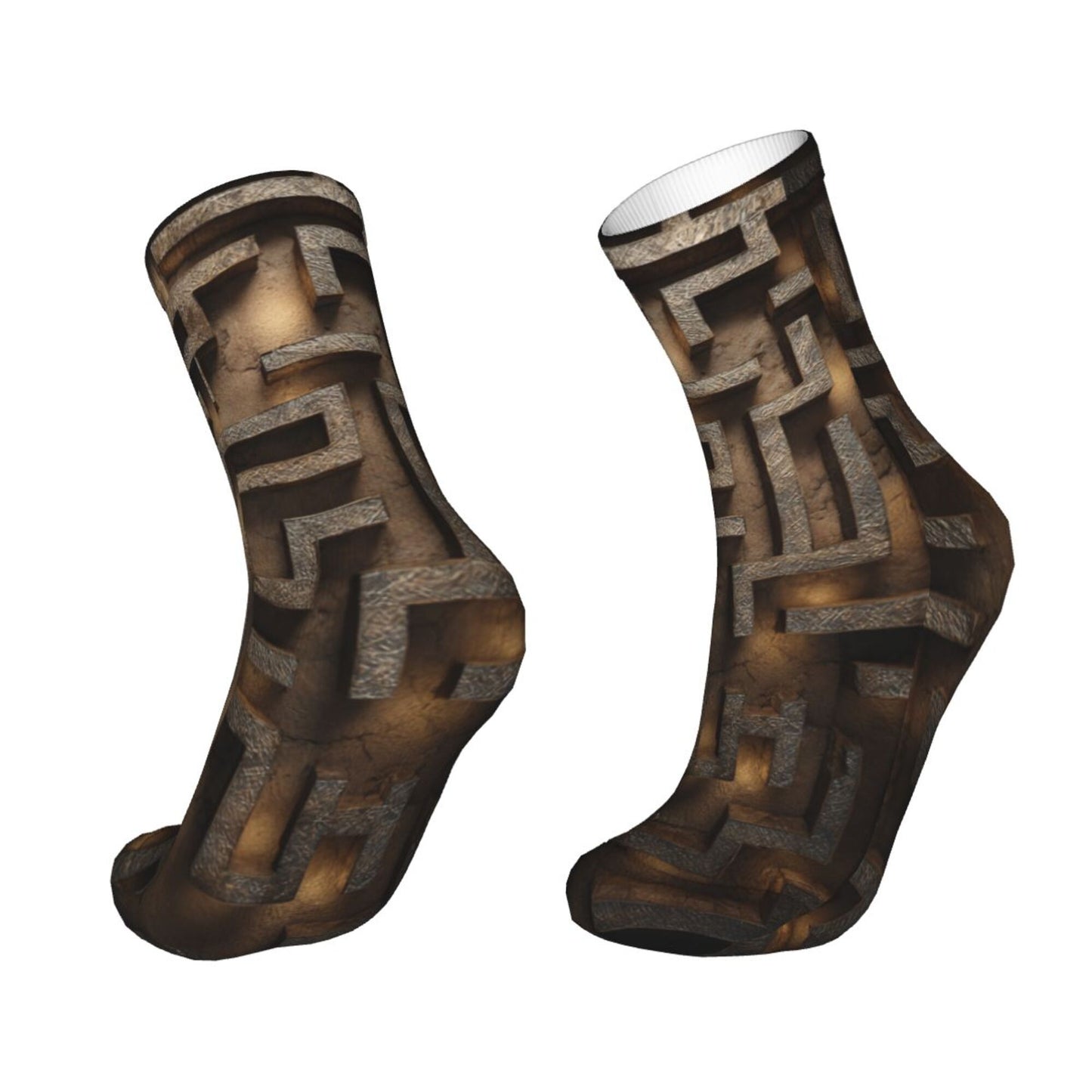 Maze 3D Pattern Thickened Warm Socks 12-Inch Long Tube Artistic Fashion Socks