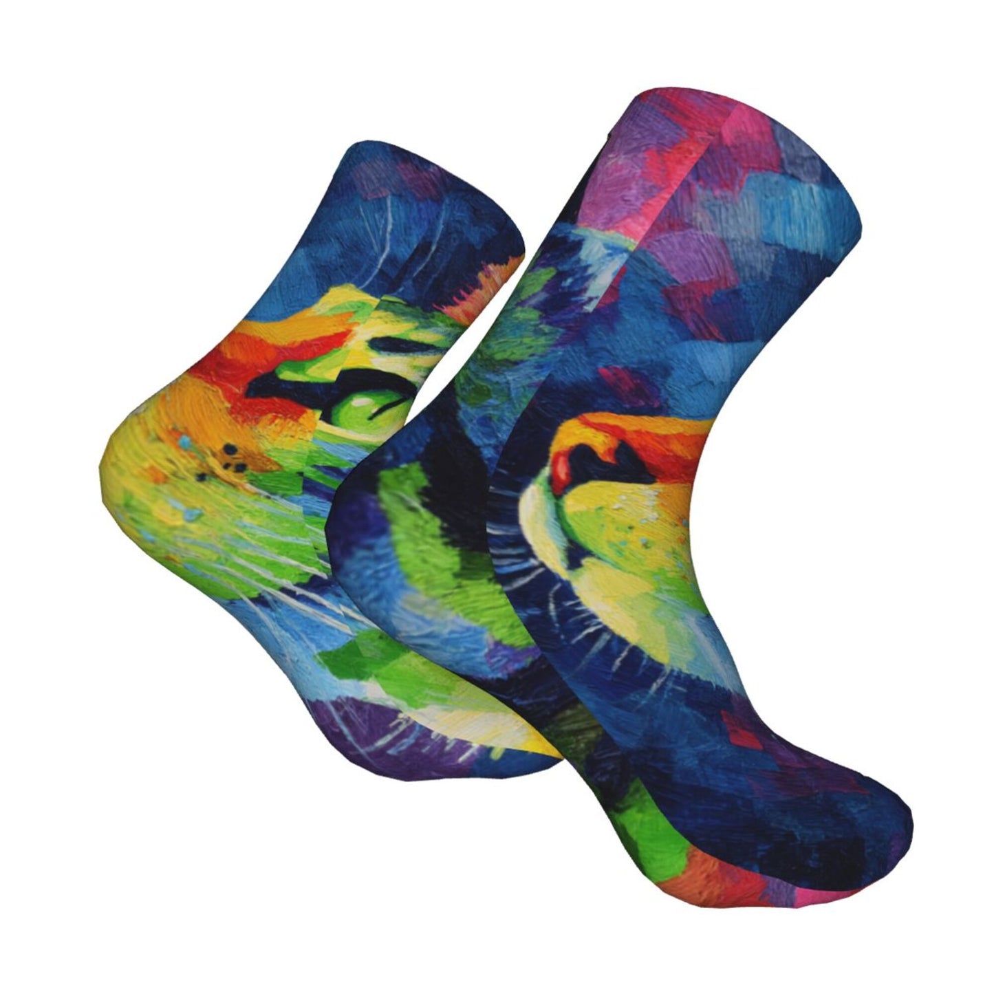Colorful Abstract Bird Art Thickened Warm Socks 12-Inch Long Tube Artistic Fashion Socks