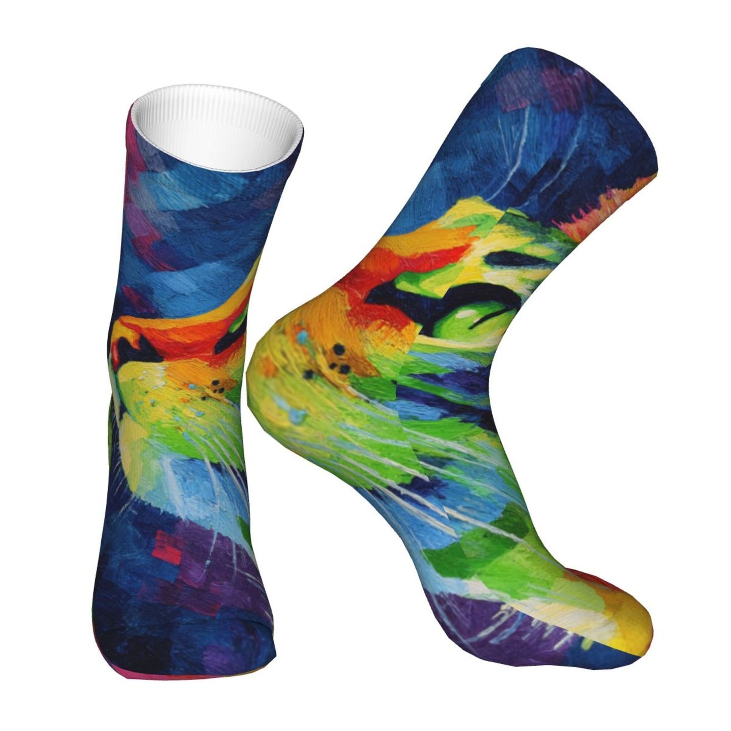 Colorful Abstract Bird Art Thickened Warm Socks 12-Inch Long Tube Artistic Fashion Socks