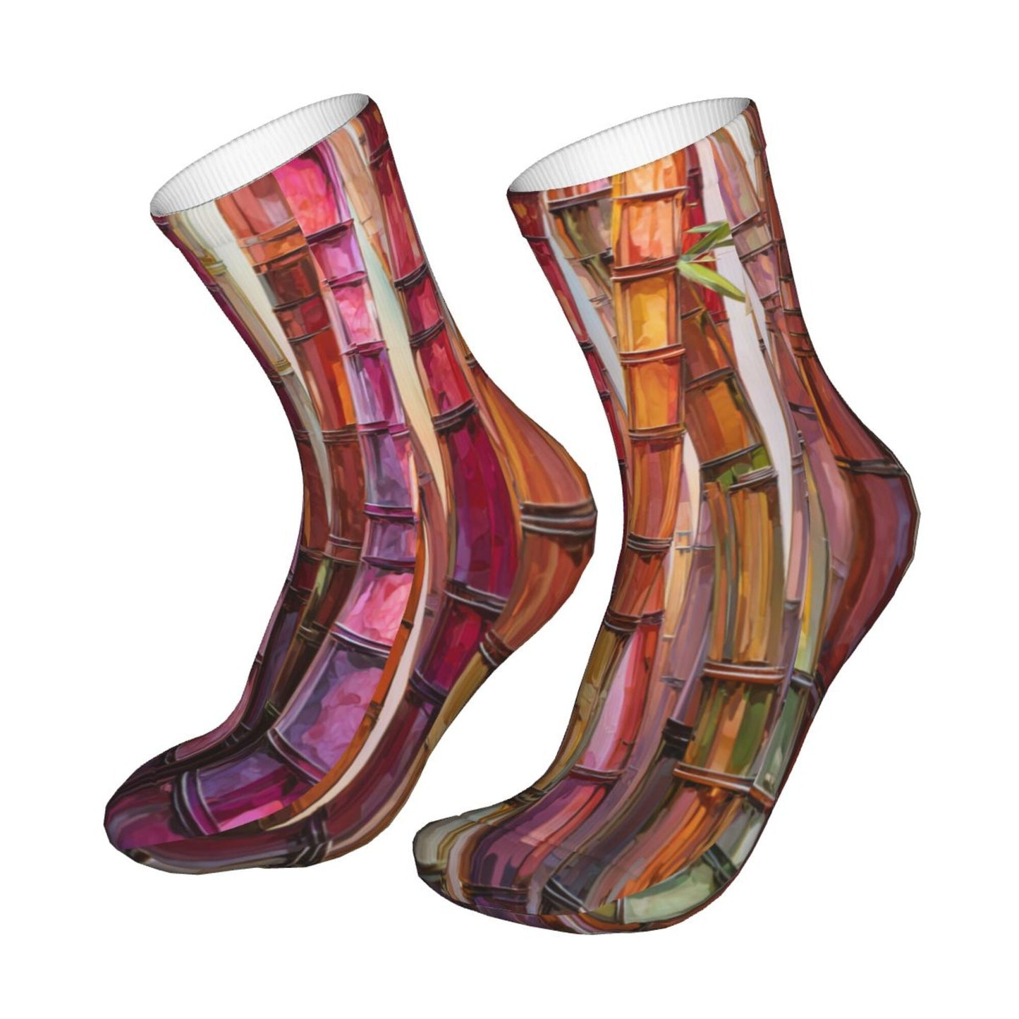 Colorful Bamboo Texture Art Pattern Thickened Warm Socks 12-Inch Long Tube Artistic Fashion Socks