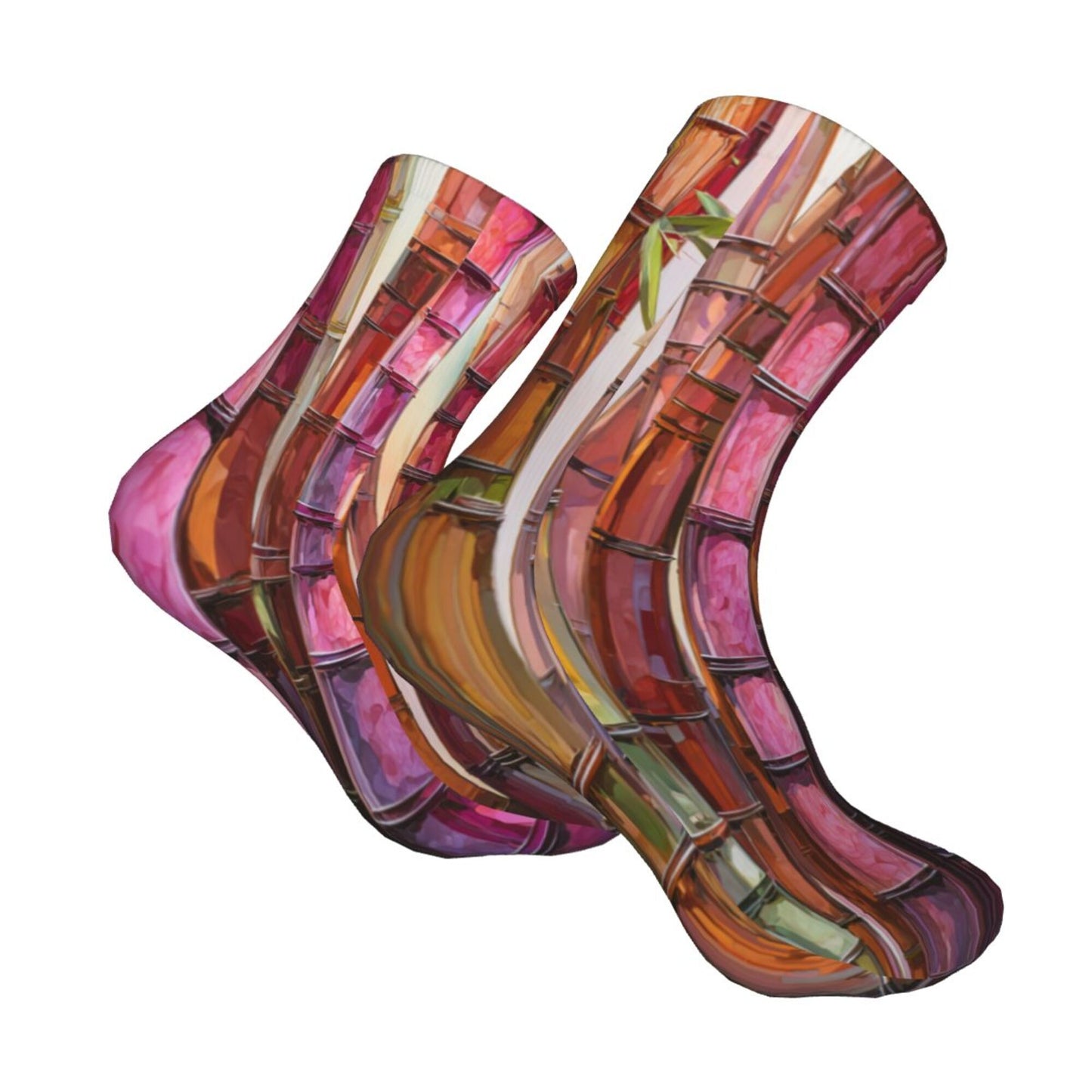 Colorful Bamboo Texture Art Pattern Thickened Warm Socks 12-Inch Long Tube Artistic Fashion Socks