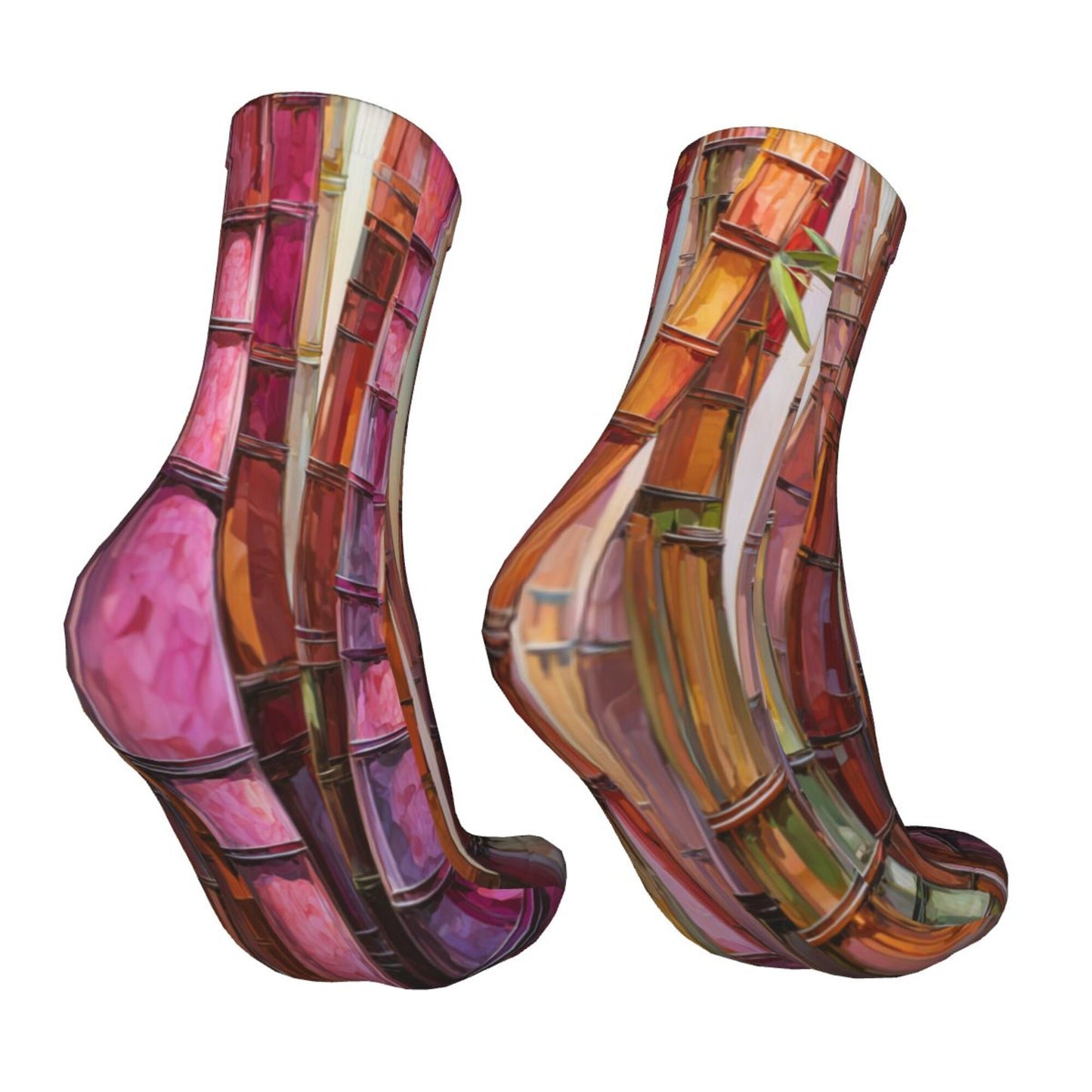 Colorful Bamboo Texture Art Pattern Thickened Warm Socks 12-Inch Long Tube Artistic Fashion Socks