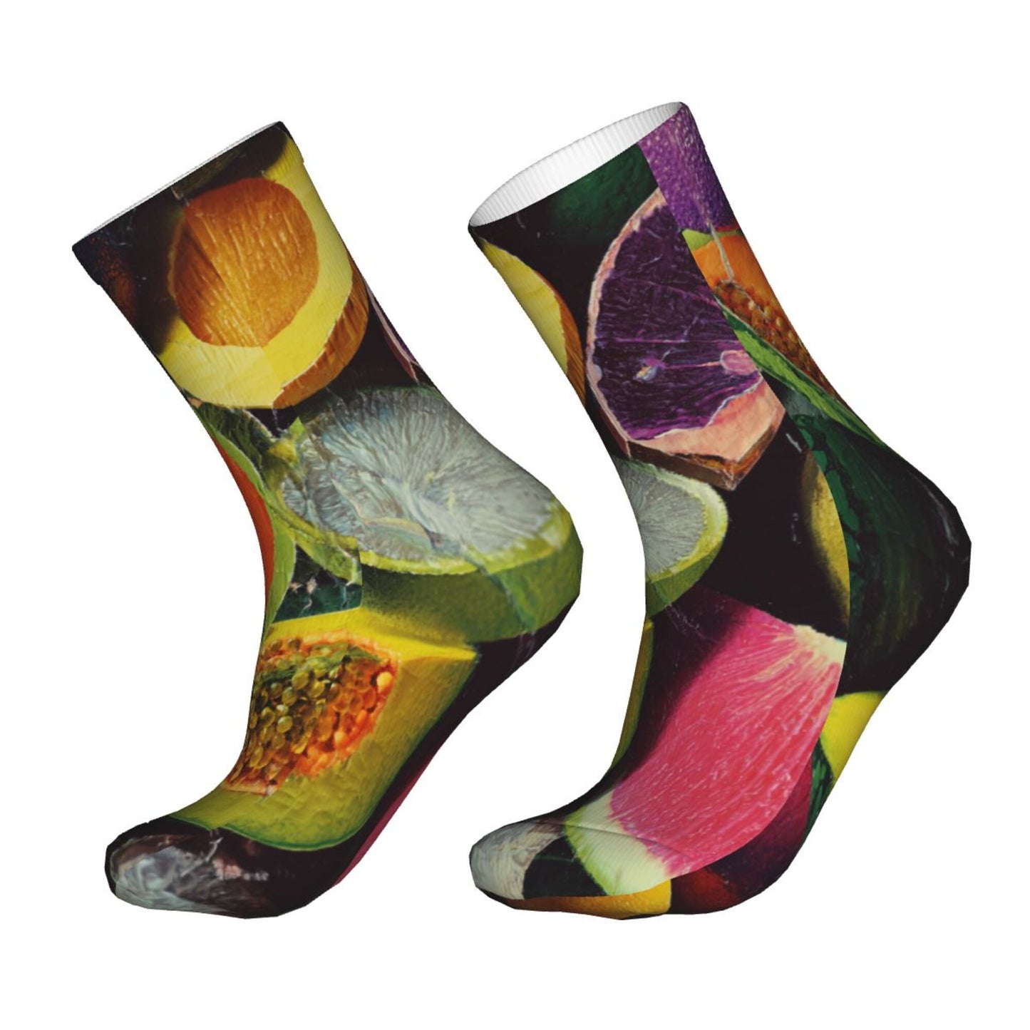 Tropical Fruit Pattern Thickened Warm Socks 12-Inch Long Tube Colorful Fashion Socks