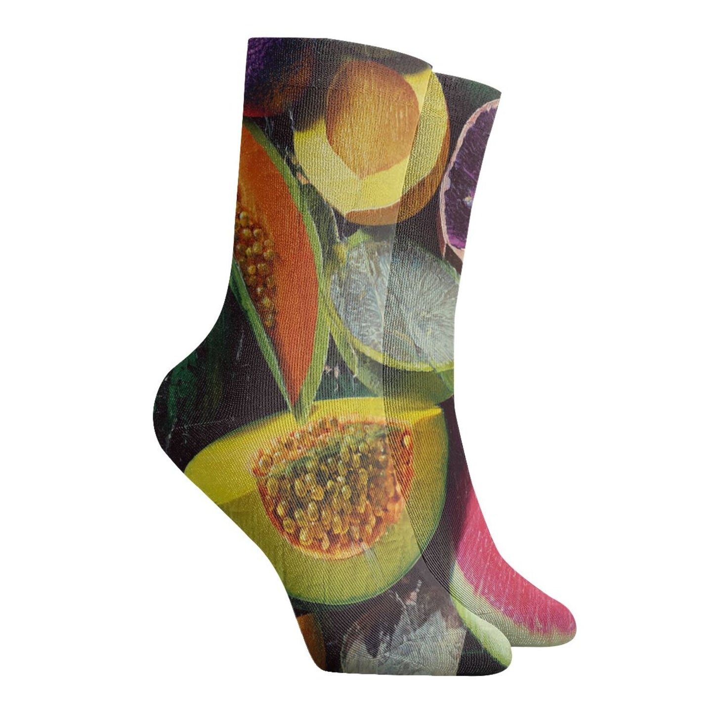 Tropical Fruit Pattern Thickened Warm Socks 12-Inch Long Tube Colorful Fashion Socks