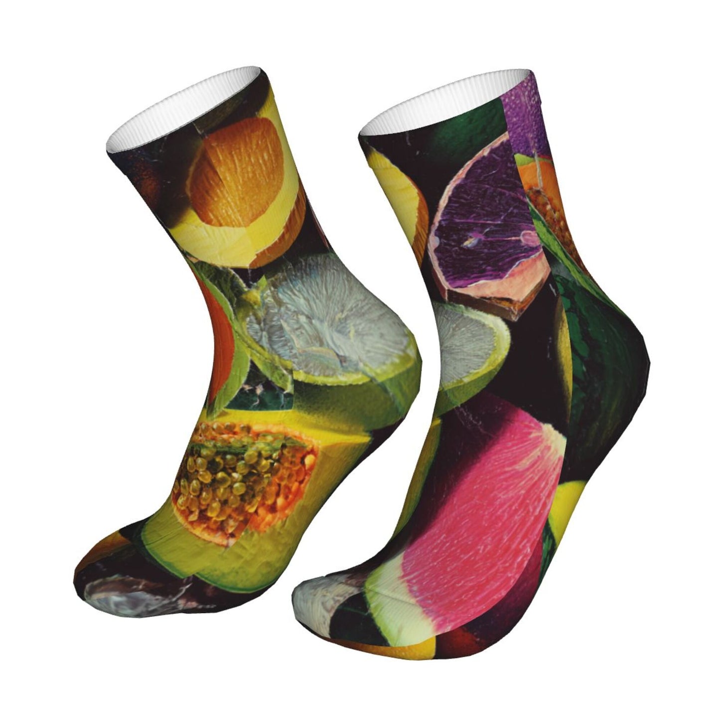 Tropical Fruit Pattern Thickened Warm Socks 12-Inch Long Tube Colorful Fashion Socks