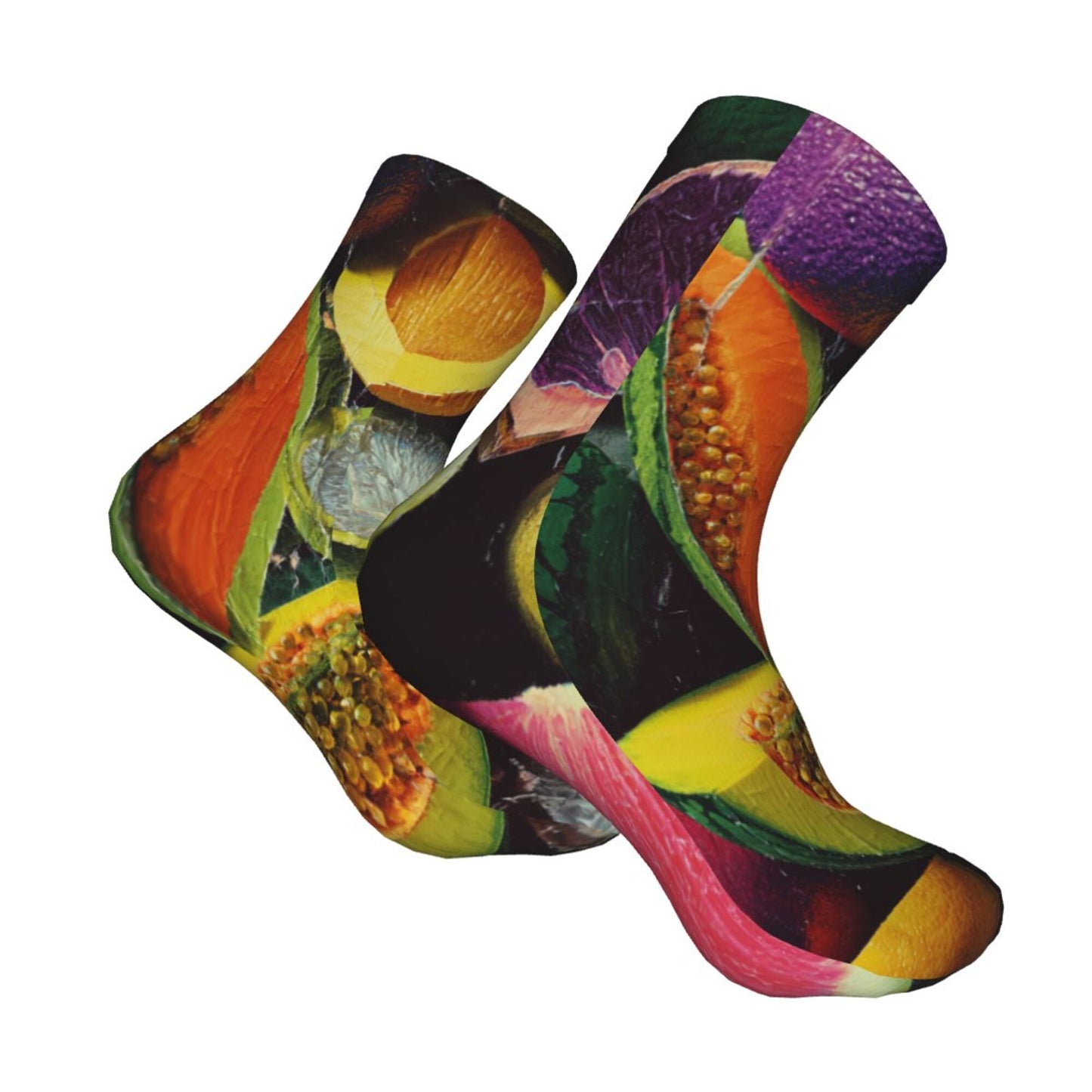 Tropical Fruit Pattern Thickened Warm Socks 12-Inch Long Tube Colorful Fashion Socks
