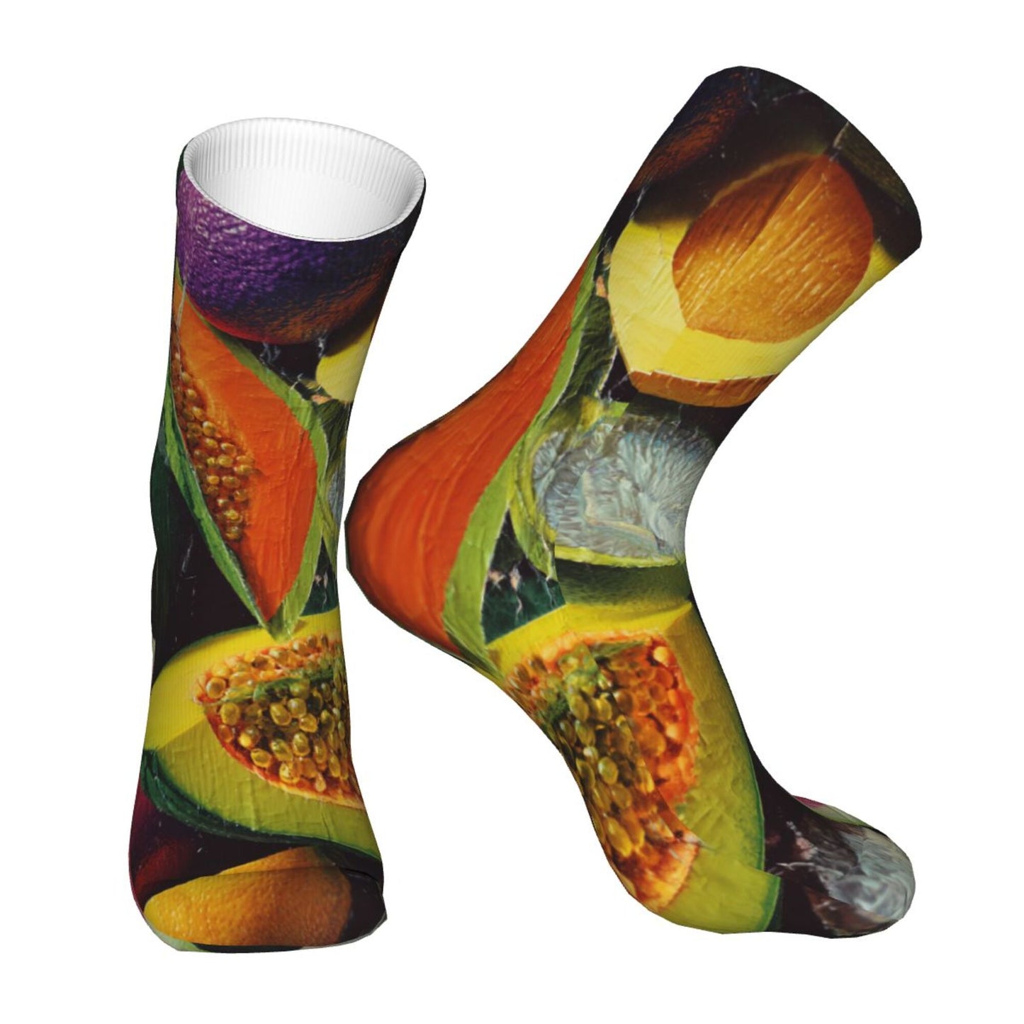 Tropical Fruit Pattern Thickened Warm Socks 12-Inch Long Tube Colorful Fashion Socks