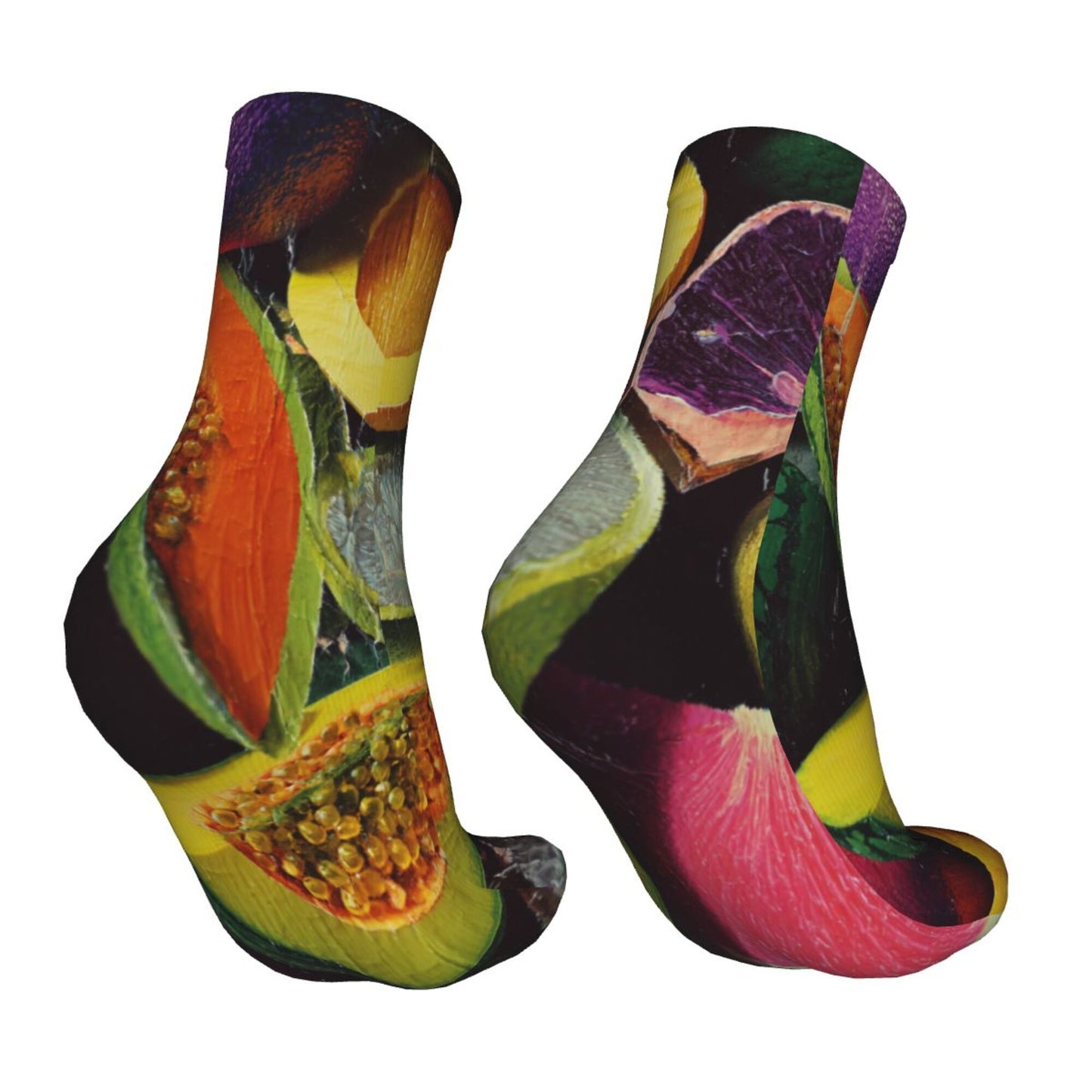 Tropical Fruit Pattern Thickened Warm Socks 12-Inch Long Tube Colorful Fashion Socks