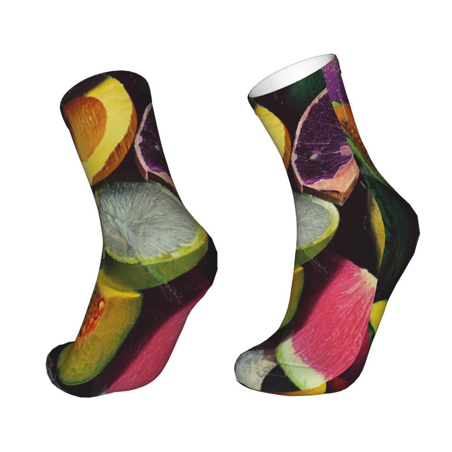 Tropical Fruit Pattern Thickened Warm Socks 12-Inch Long Tube Colorful Fashion Socks