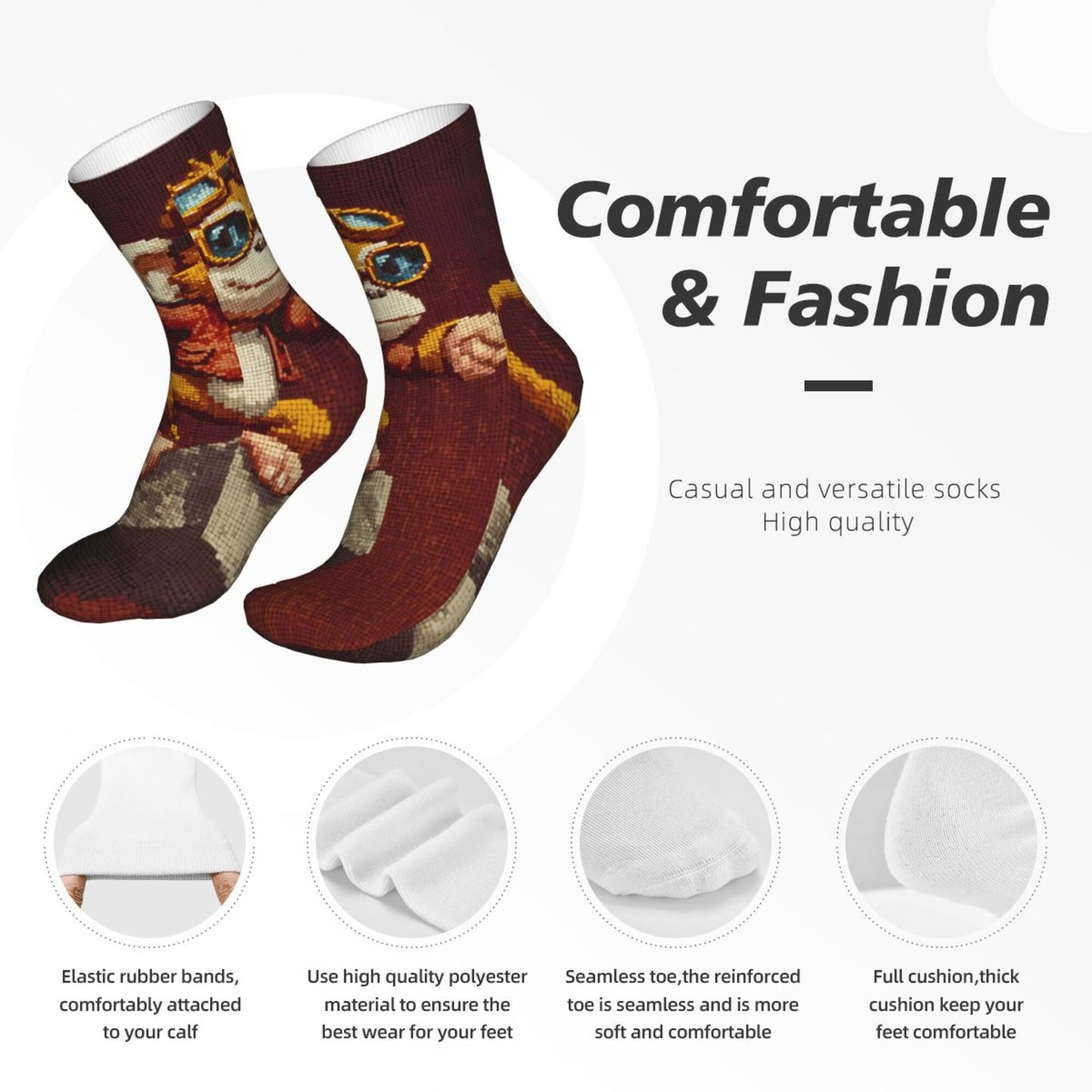 Thickened Fashion Warm Socks – 12 Inch Long Tube Socks with Artistic Pattern Design for Men and Women