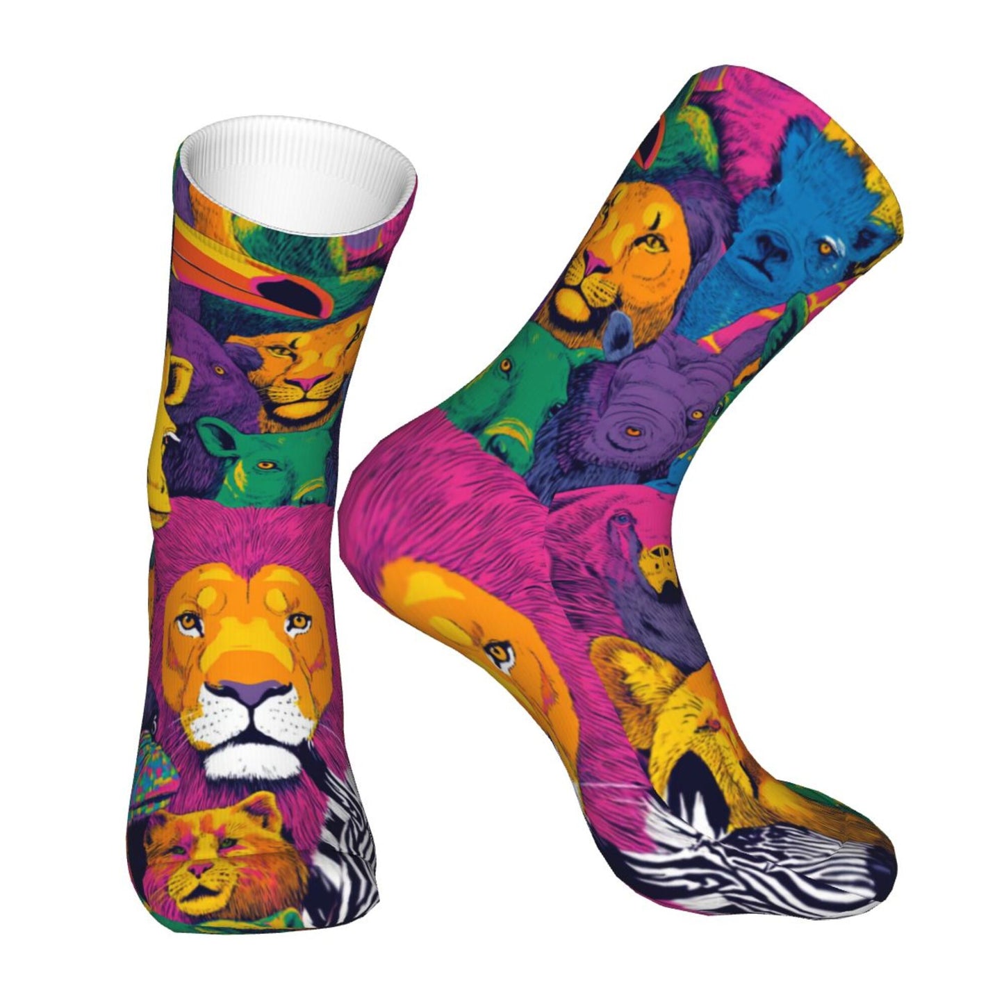 Thickened Fashion Warm Socks – 12 Inch Long Tube Socks with Colorful Animal Print for Men and Women