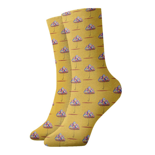 Thickened Fashion Warm Socks – 12 Inch Long Tube Socks with Colorful Hot Air Balloon Print for Men and Women