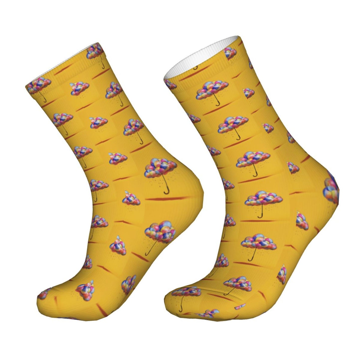 Thickened Fashion Warm Socks – 12 Inch Long Tube Socks with Colorful Hot Air Balloon Print for Men and Women