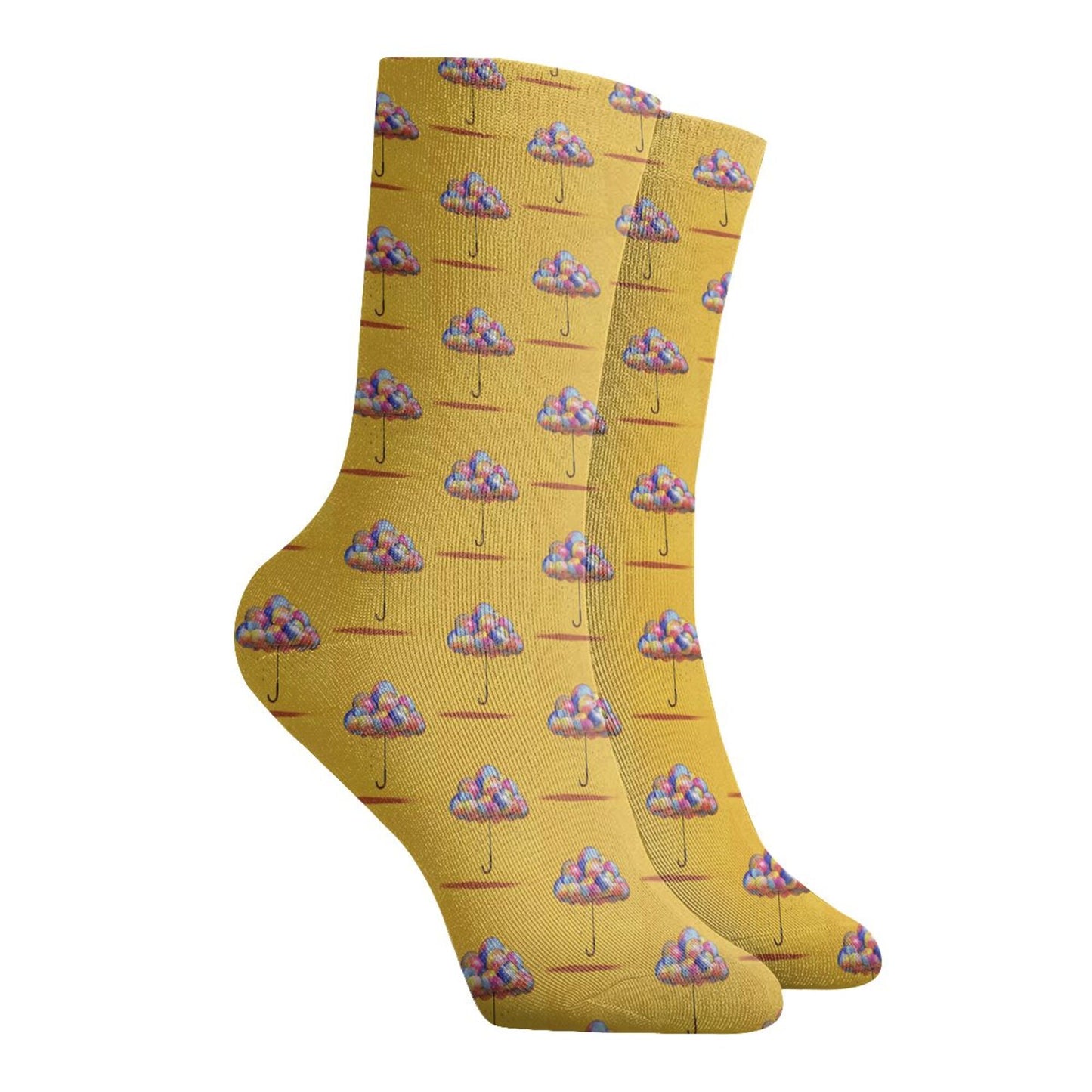 Thickened Fashion Warm Socks – 12 Inch Long Tube Socks with Colorful Hot Air Balloon Print for Men and Women