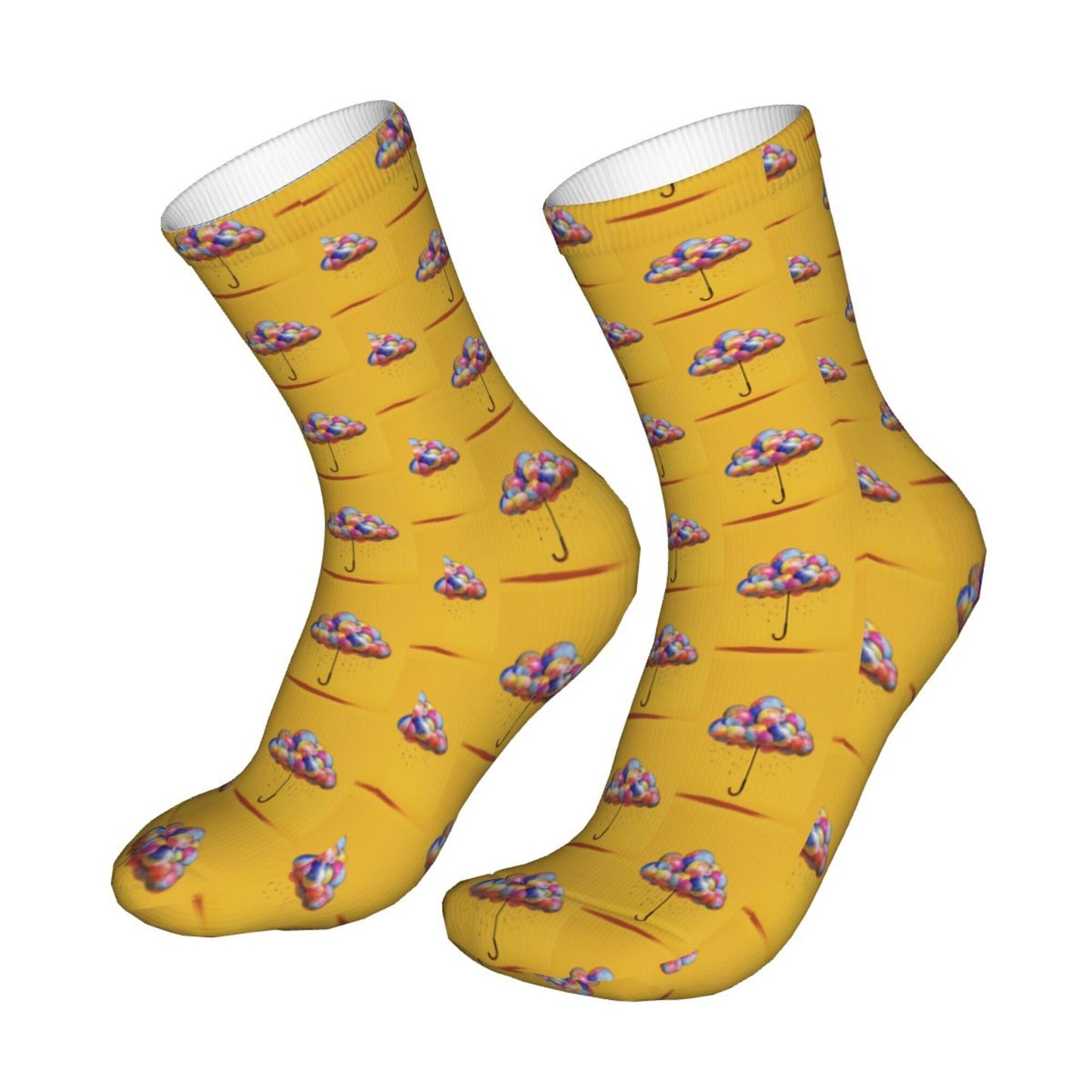 Thickened Fashion Warm Socks – 12 Inch Long Tube Socks with Colorful Hot Air Balloon Print for Men and Women