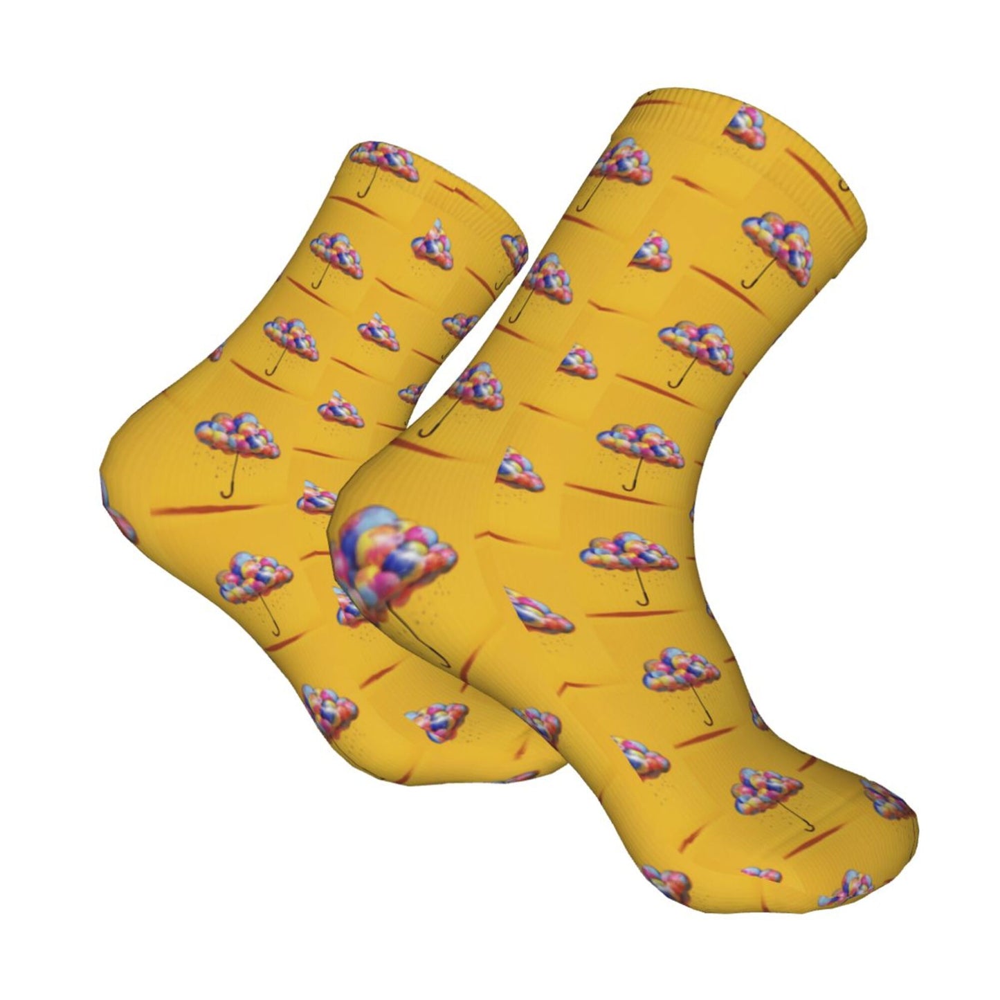 Thickened Fashion Warm Socks – 12 Inch Long Tube Socks with Colorful Hot Air Balloon Print for Men and Women