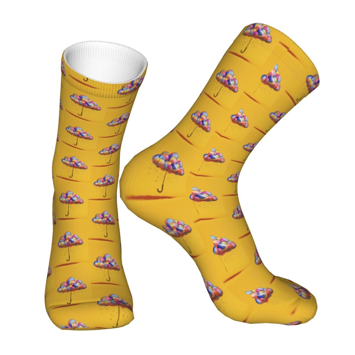 Thickened Fashion Warm Socks – 12 Inch Long Tube Socks with Colorful Hot Air Balloon Print for Men and Women