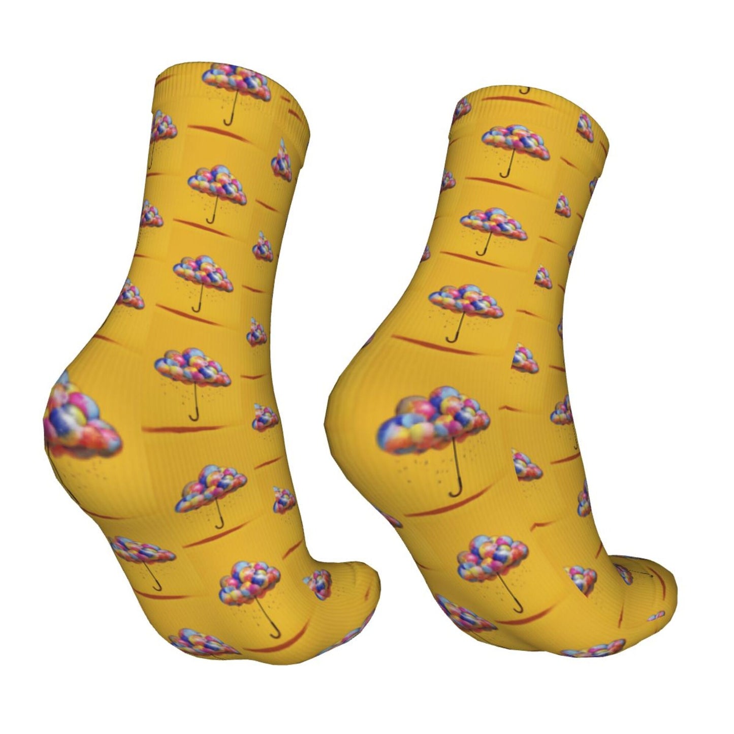 Thickened Fashion Warm Socks – 12 Inch Long Tube Socks with Colorful Hot Air Balloon Print for Men and Women