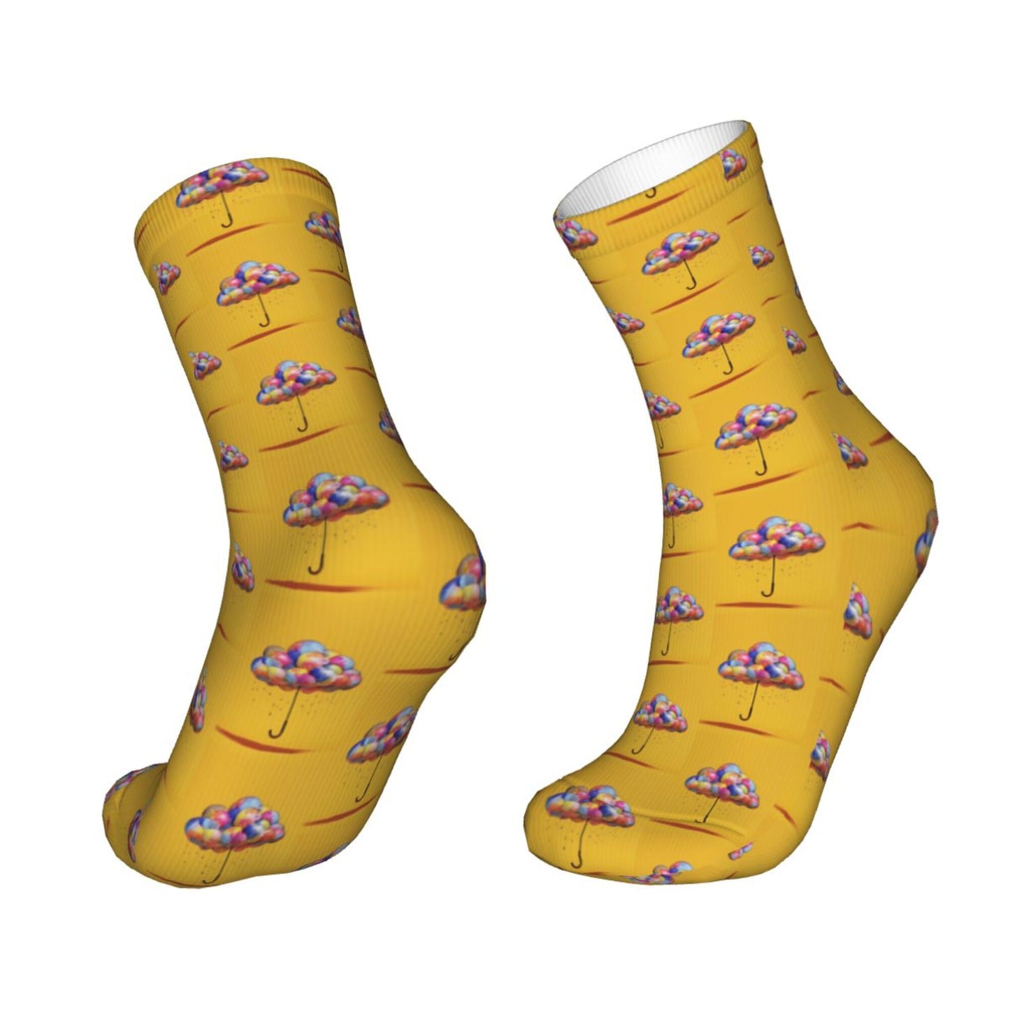 Thickened Fashion Warm Socks – 12 Inch Long Tube Socks with Colorful Hot Air Balloon Print for Men and Women