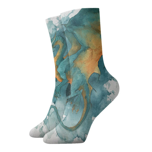 Dragon Pattern Art Thickened Warm Socks 12-Inch Long Tube Fashion Thermal Socks