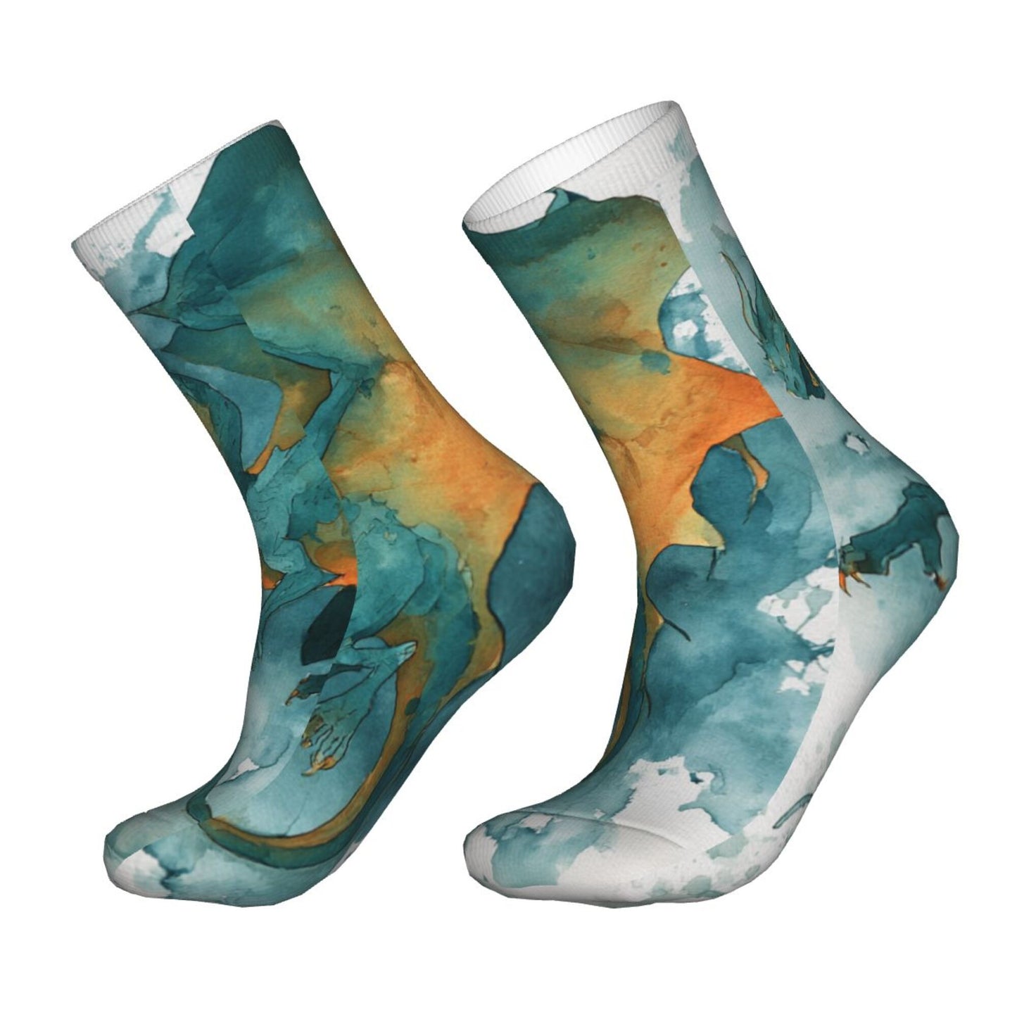 Dragon Pattern Art Thickened Warm Socks 12-Inch Long Tube Fashion Thermal Socks