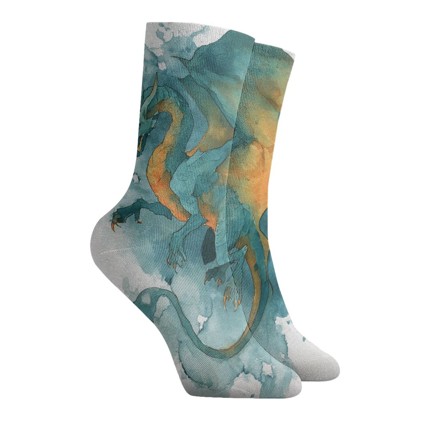 Dragon Pattern Art Thickened Warm Socks 12-Inch Long Tube Fashion Thermal Socks