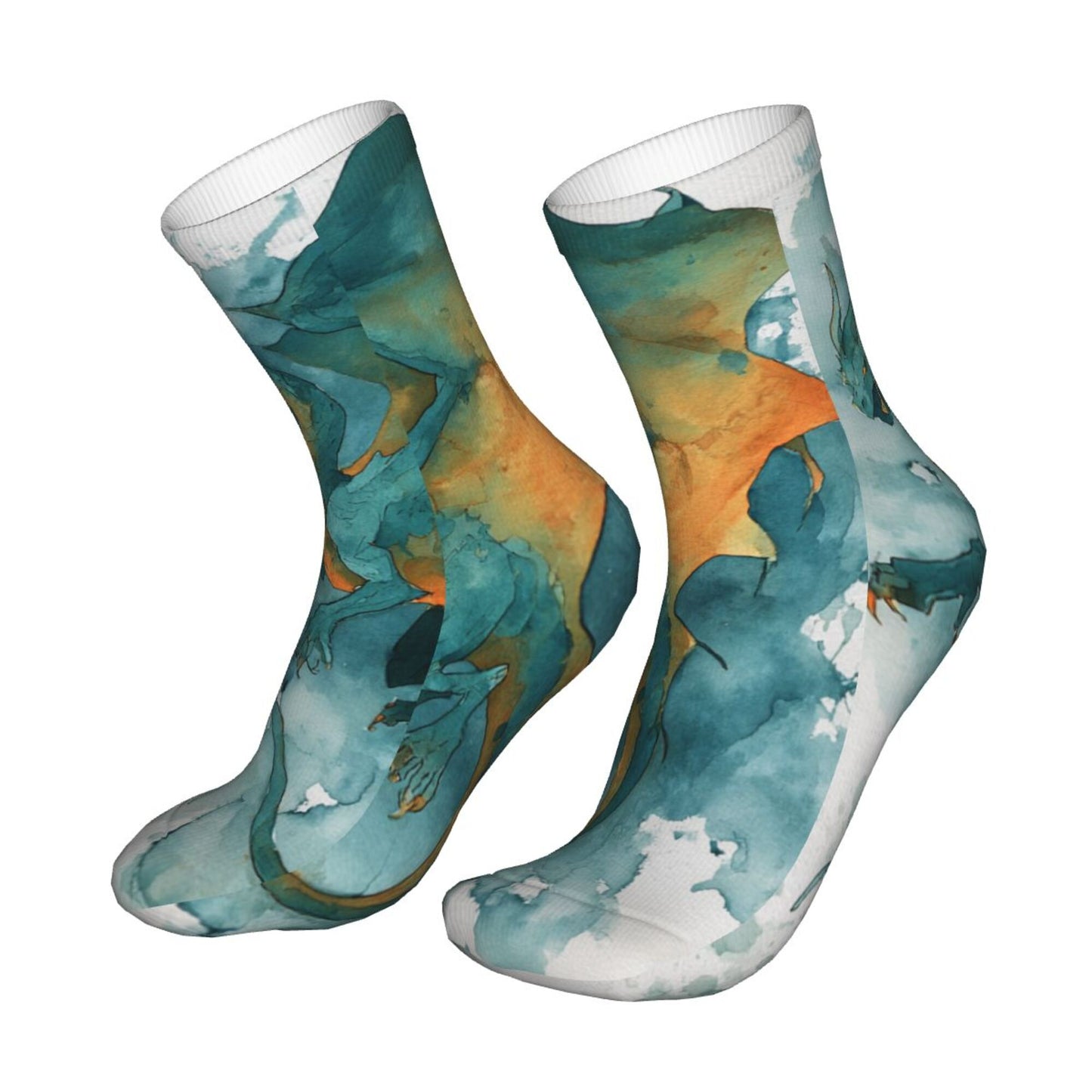 Dragon Pattern Art Thickened Warm Socks 12-Inch Long Tube Fashion Thermal Socks