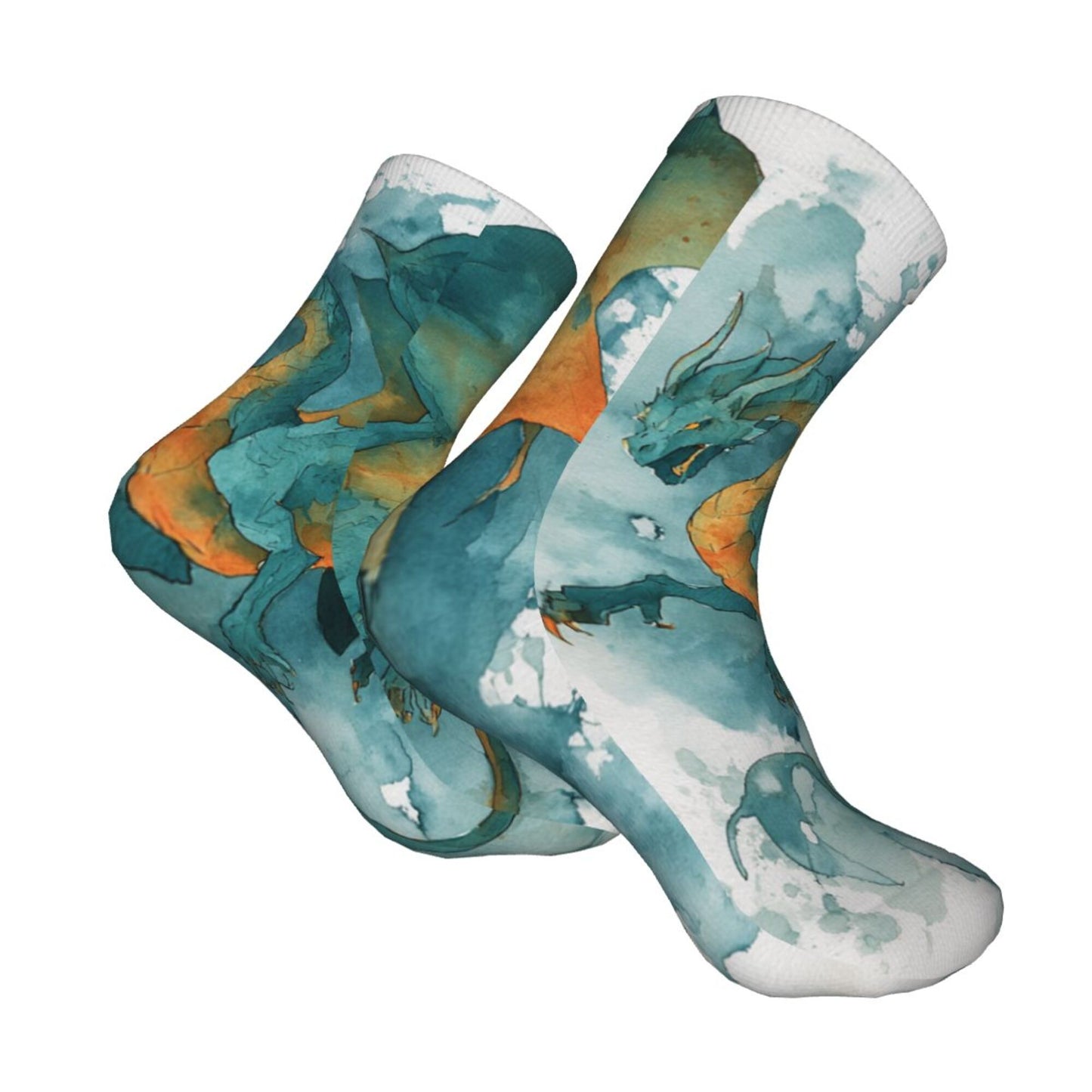 Dragon Pattern Art Thickened Warm Socks 12-Inch Long Tube Fashion Thermal Socks