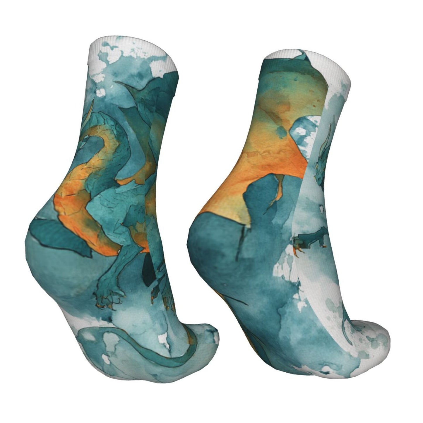 Dragon Pattern Art Thickened Warm Socks 12-Inch Long Tube Fashion Thermal Socks
