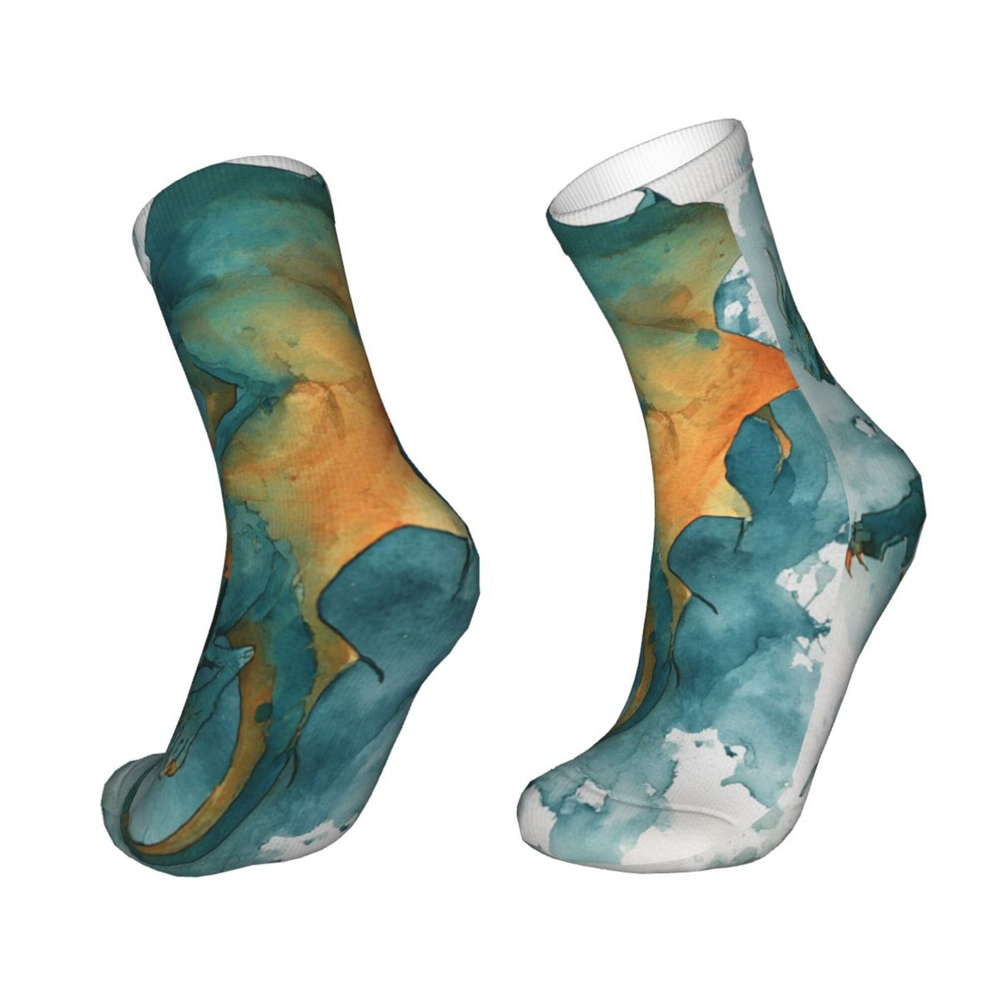 Dragon Pattern Art Thickened Warm Socks 12-Inch Long Tube Fashion Thermal Socks