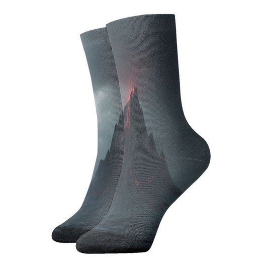 Storm Ocean Theme Thickened Warm Socks 12-Inch Long Tube Artistic Thermal Socks