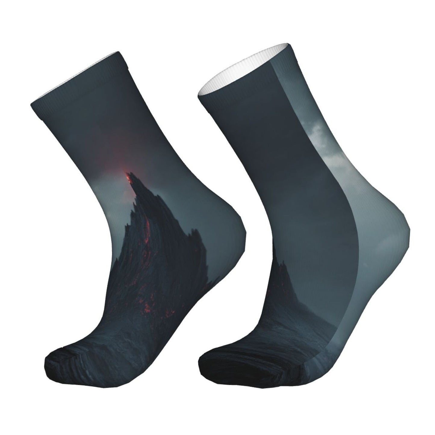 Storm Ocean Theme Thickened Warm Socks 12-Inch Long Tube Artistic Thermal Socks