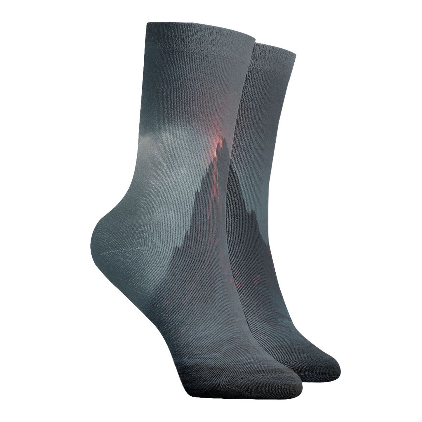 Storm Ocean Theme Thickened Warm Socks 12-Inch Long Tube Artistic Thermal Socks