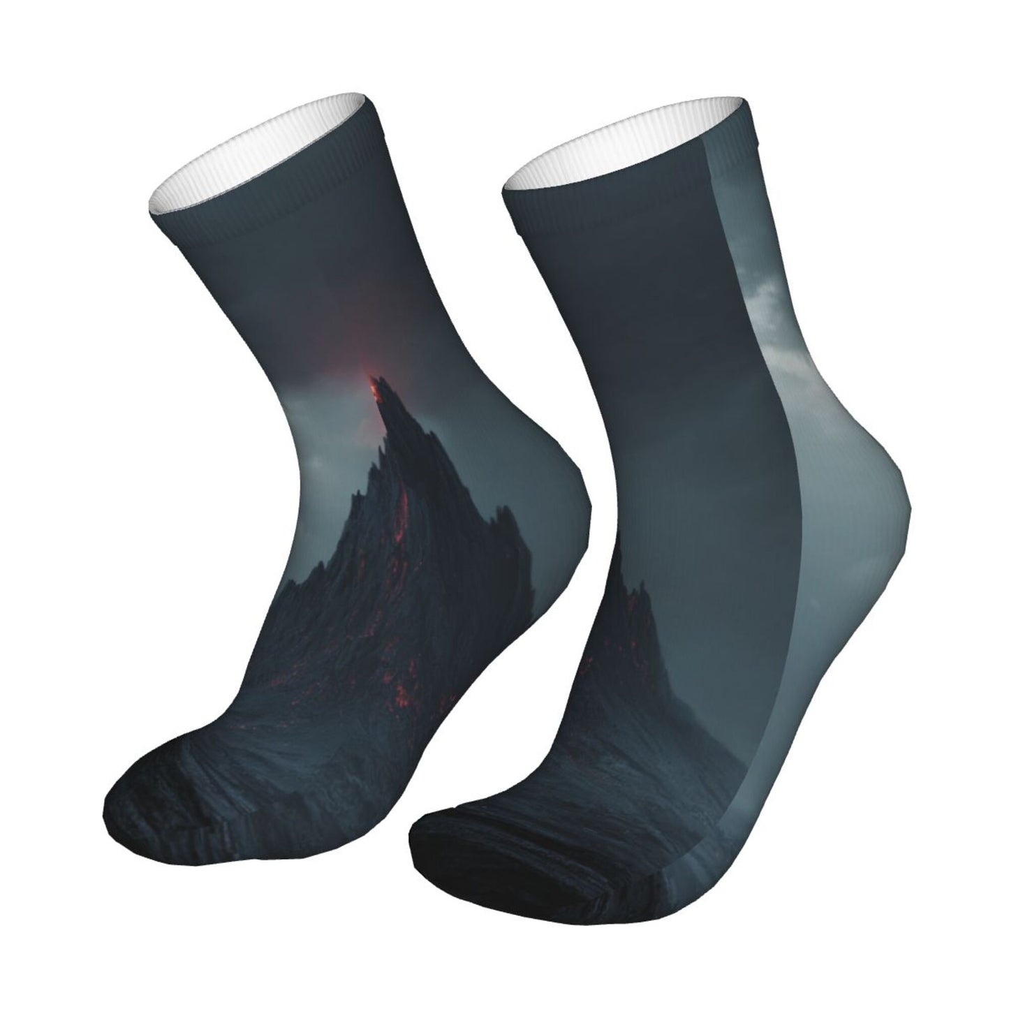 Storm Ocean Theme Thickened Warm Socks 12-Inch Long Tube Artistic Thermal Socks