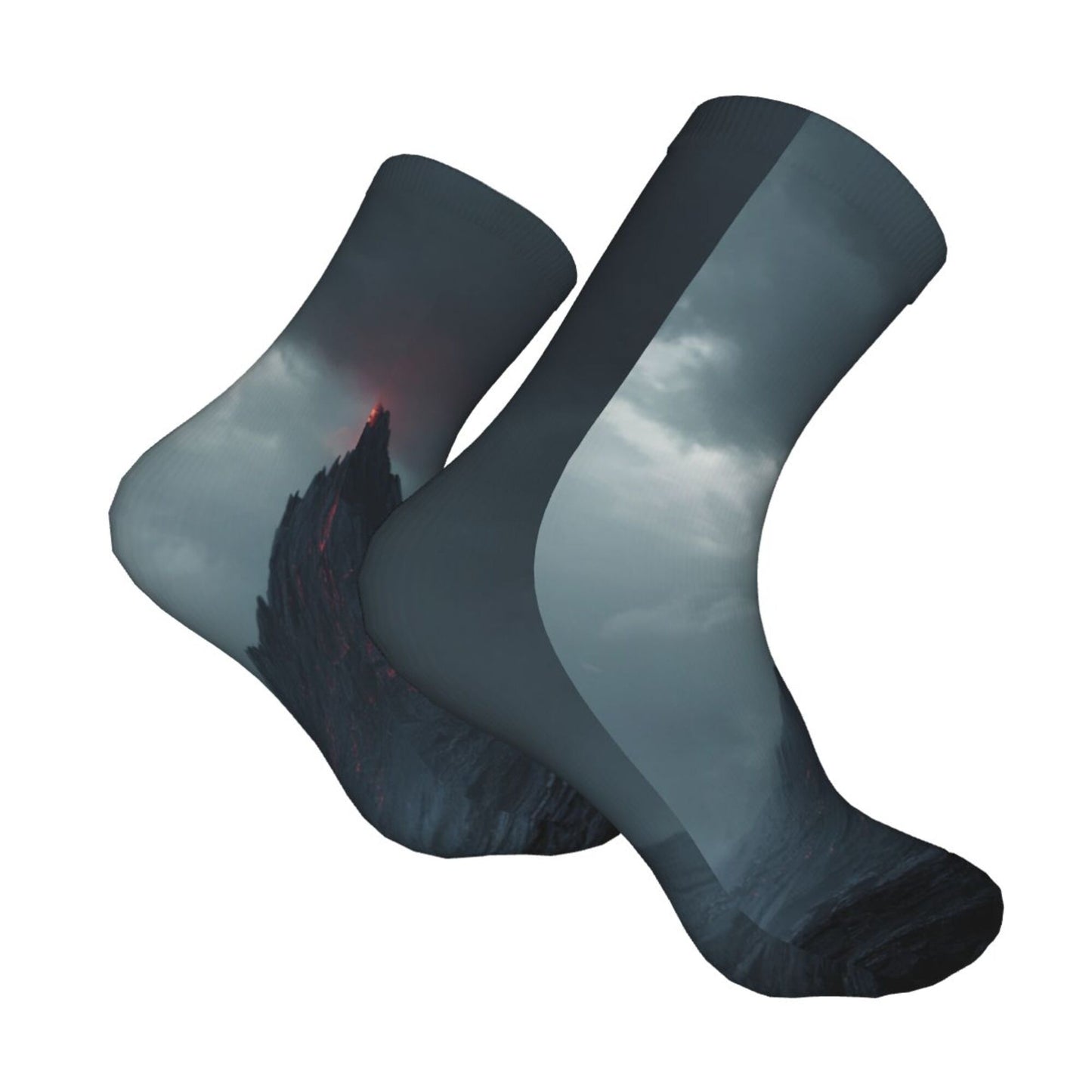 Storm Ocean Theme Thickened Warm Socks 12-Inch Long Tube Artistic Thermal Socks