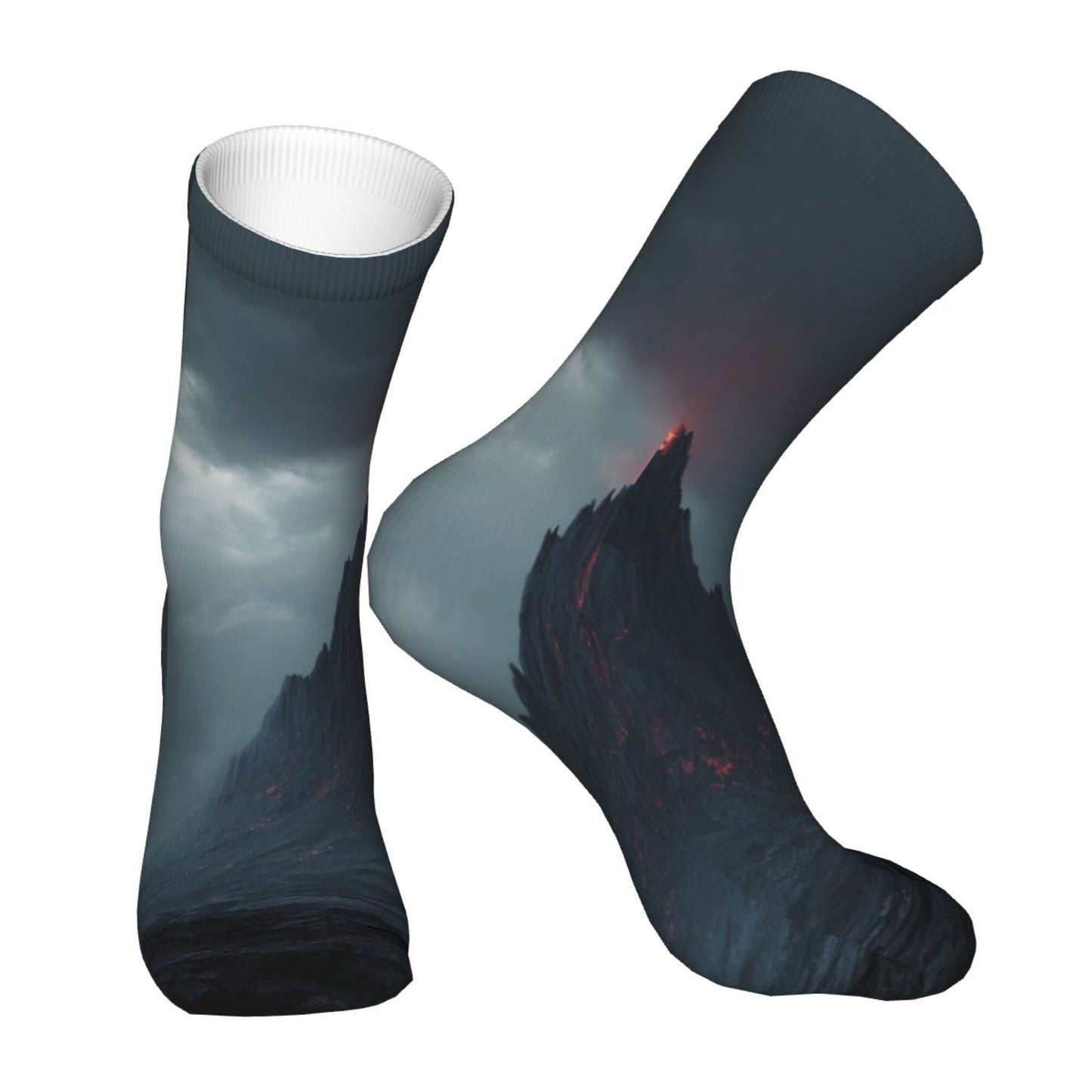 Storm Ocean Theme Thickened Warm Socks 12-Inch Long Tube Artistic Thermal Socks