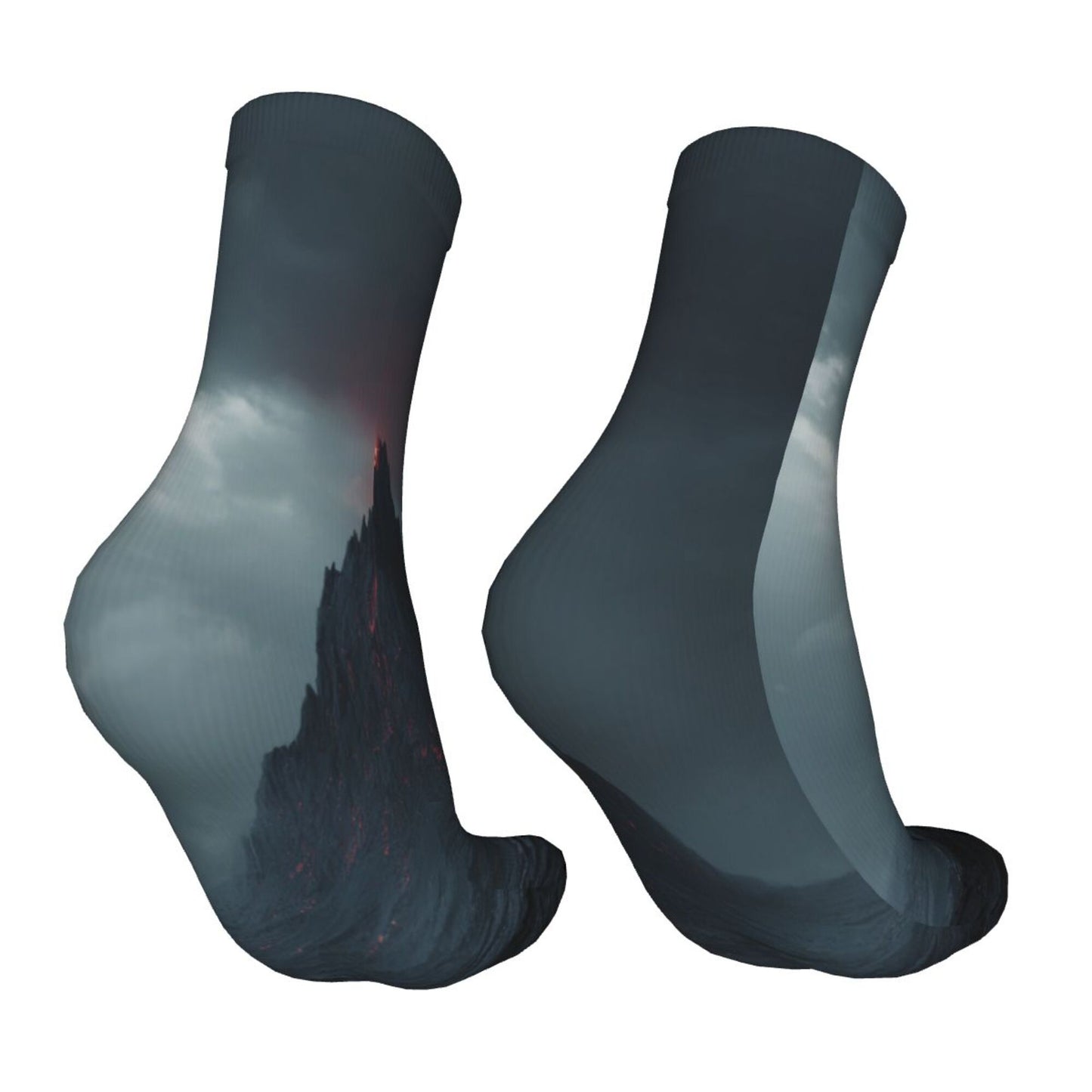 Storm Ocean Theme Thickened Warm Socks 12-Inch Long Tube Artistic Thermal Socks