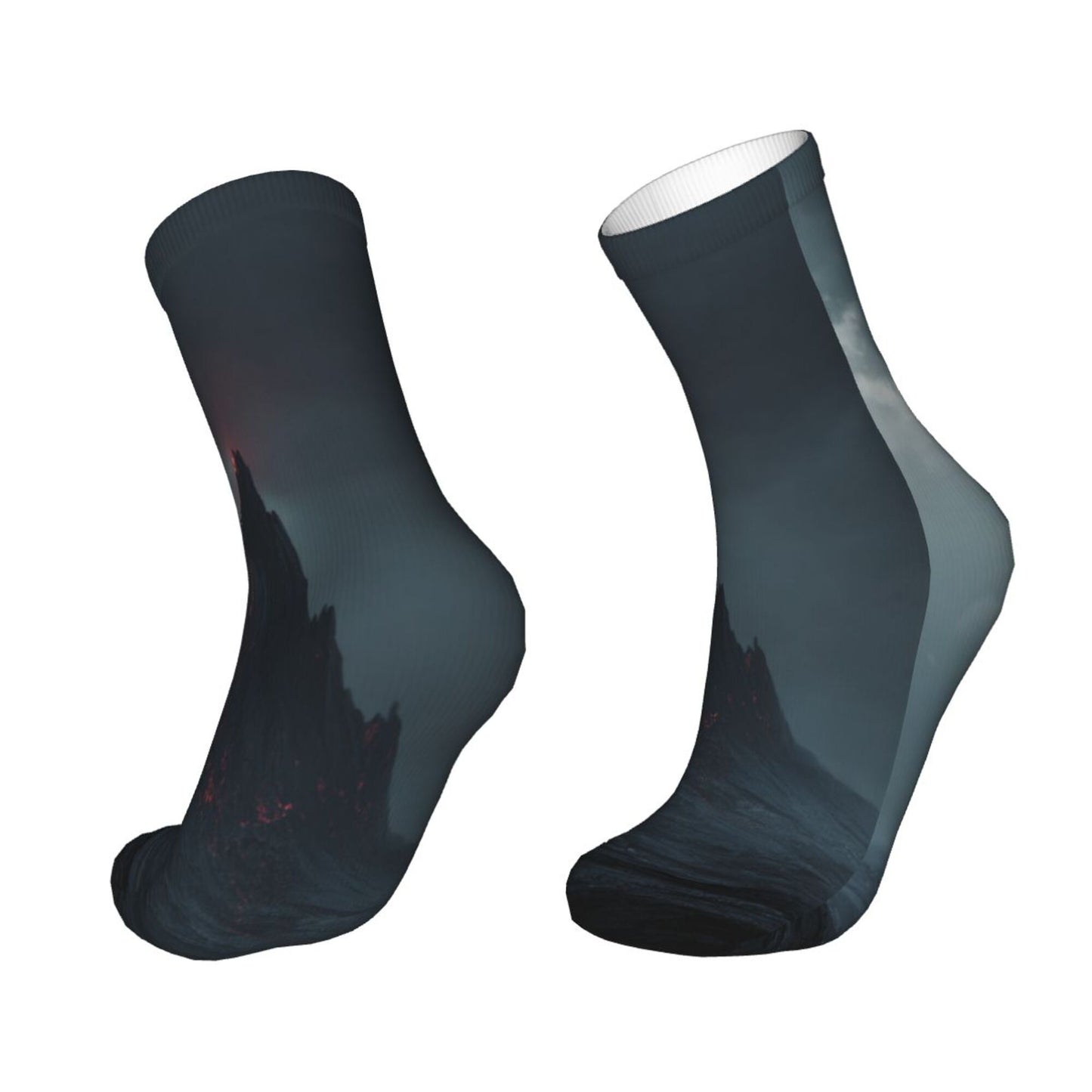 Storm Ocean Theme Thickened Warm Socks 12-Inch Long Tube Artistic Thermal Socks