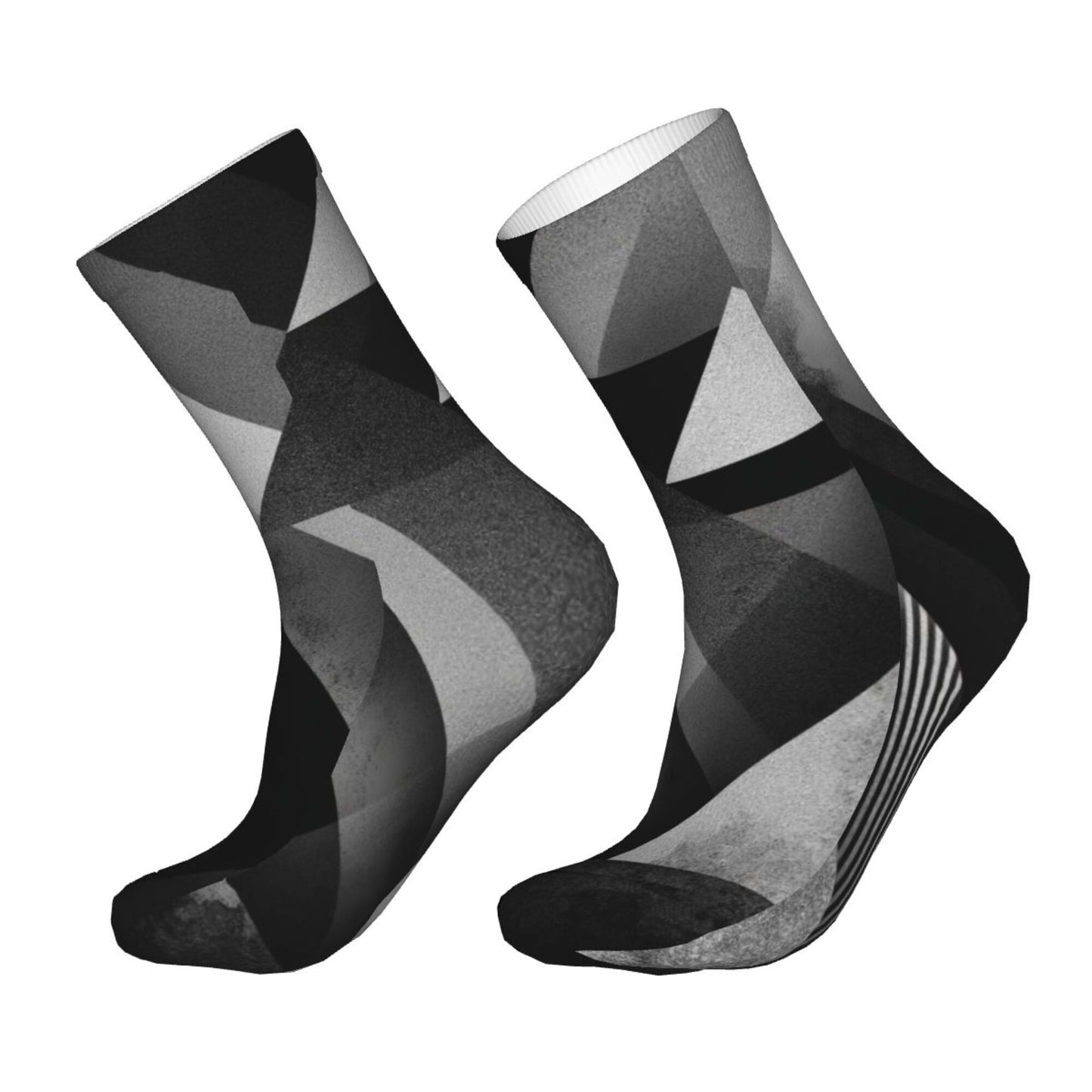 Black & White Geometric Abstract Thickened Warm Socks 12-Inch Long Tube Fashion Socks