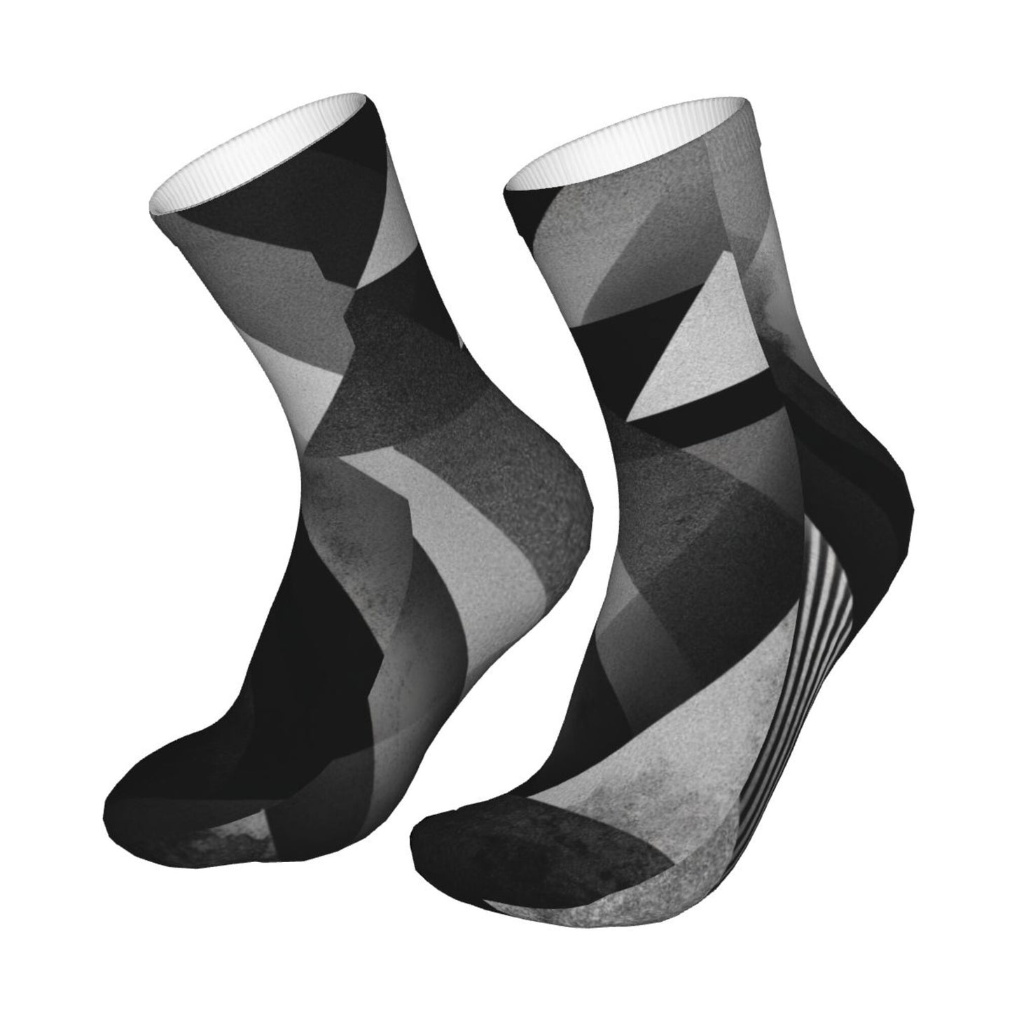Black & White Geometric Abstract Thickened Warm Socks 12-Inch Long Tube Fashion Socks