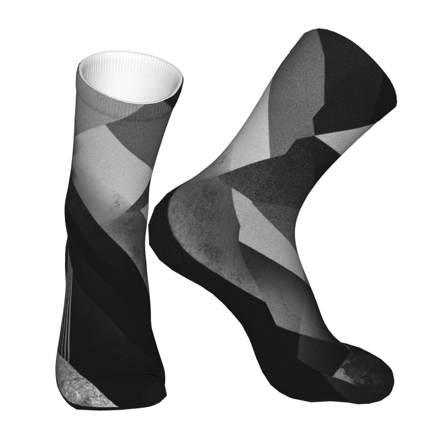 Black & White Geometric Abstract Thickened Warm Socks 12-Inch Long Tube Fashion Socks