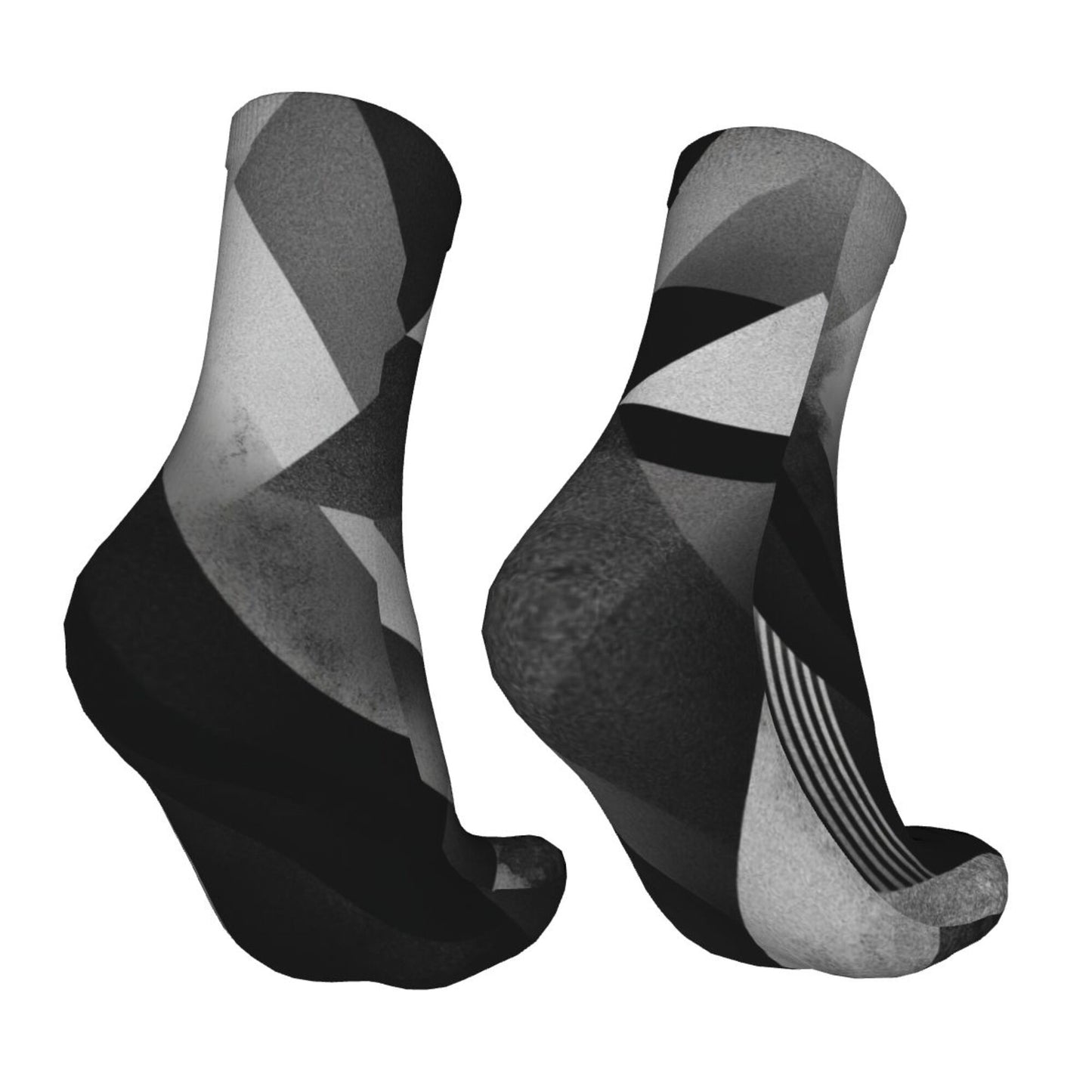 Black & White Geometric Abstract Thickened Warm Socks 12-Inch Long Tube Fashion Socks