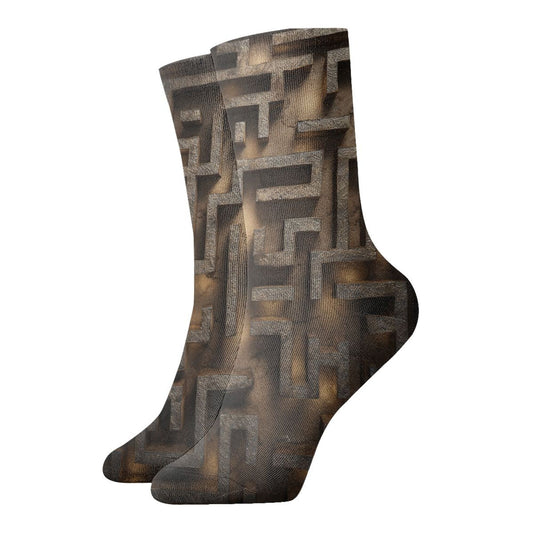 Maze 3D Pattern Thickened Warm Socks 12-Inch Long Tube Artistic Fashion Socks